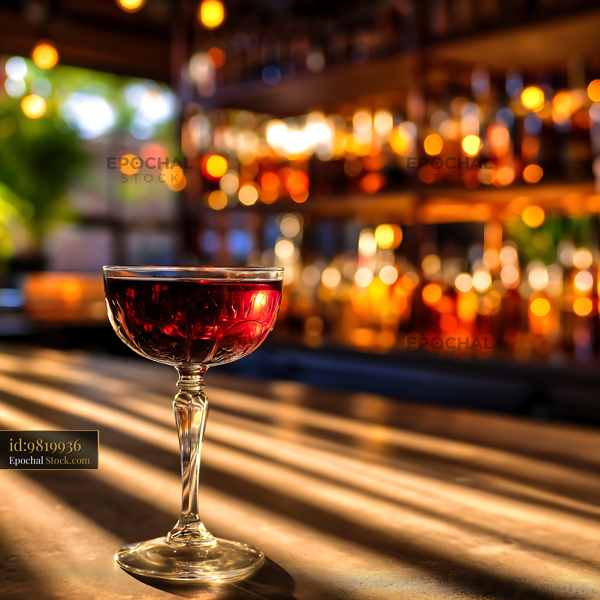 Bushwick Cocktail in Coupe Glass Evening Bar - stock photo