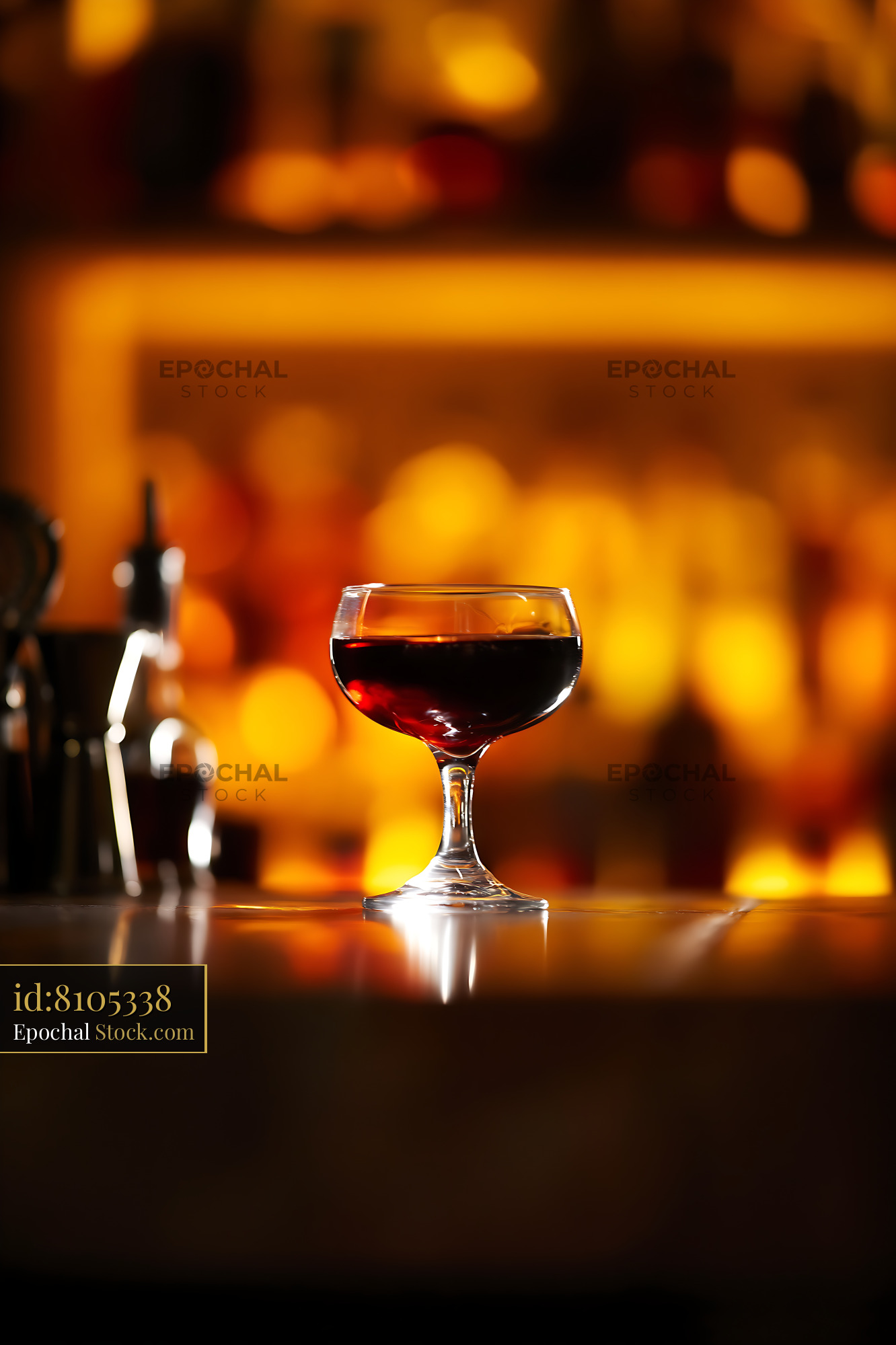 Bushwick Cocktail in Elegant Coupe Glass Bar - stock photo