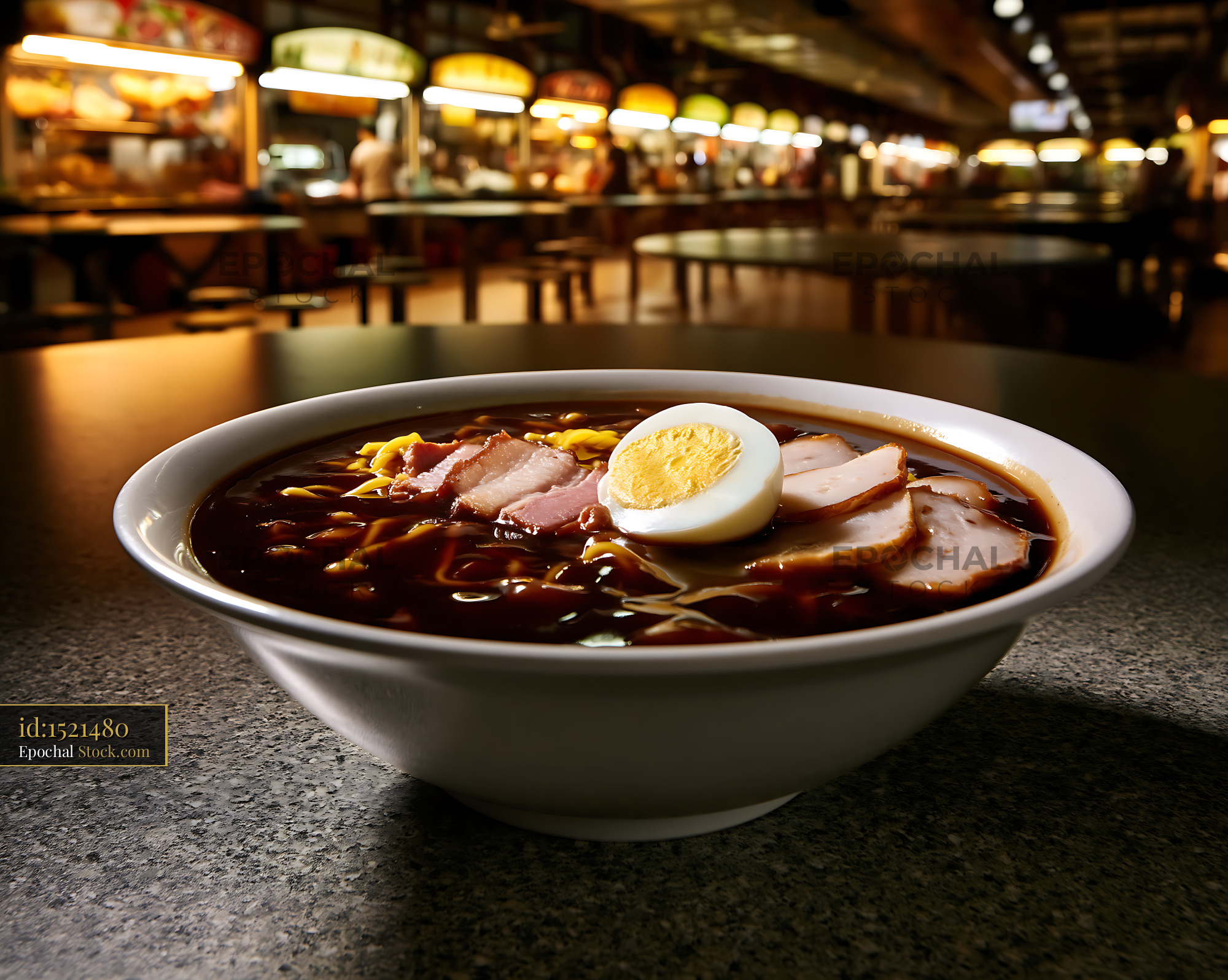 Lor Mee Soup Served in Hawker Center at Night - stock photo