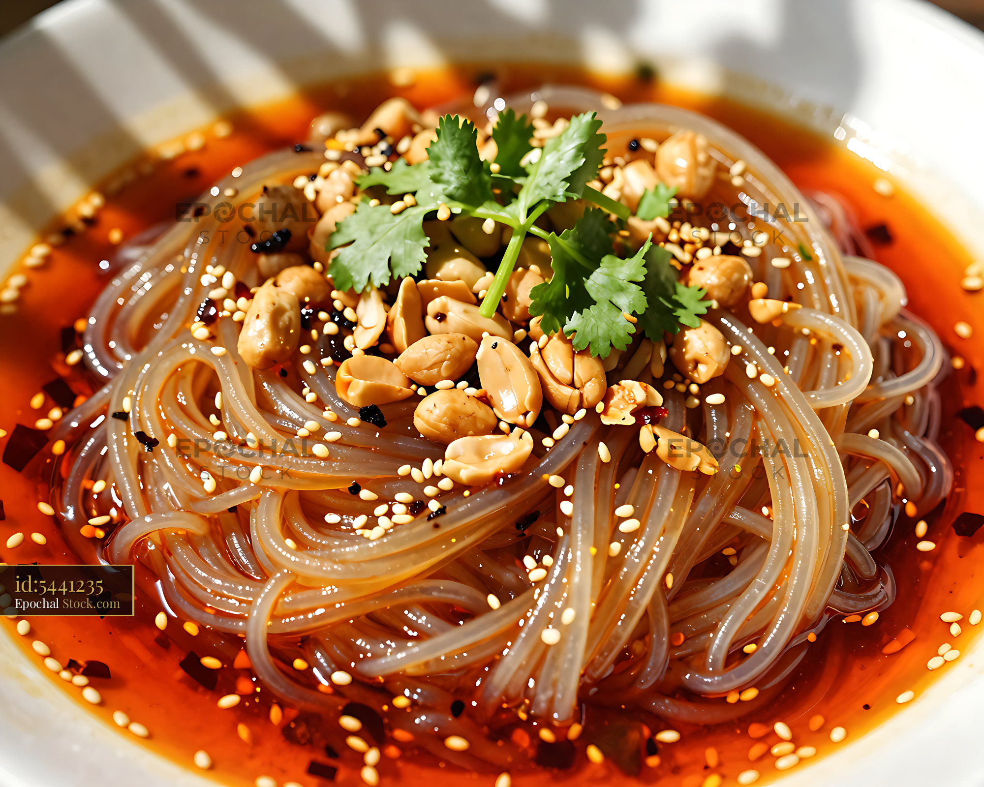 Sichuan Glass Noodle Salad with Cashews - stock photo