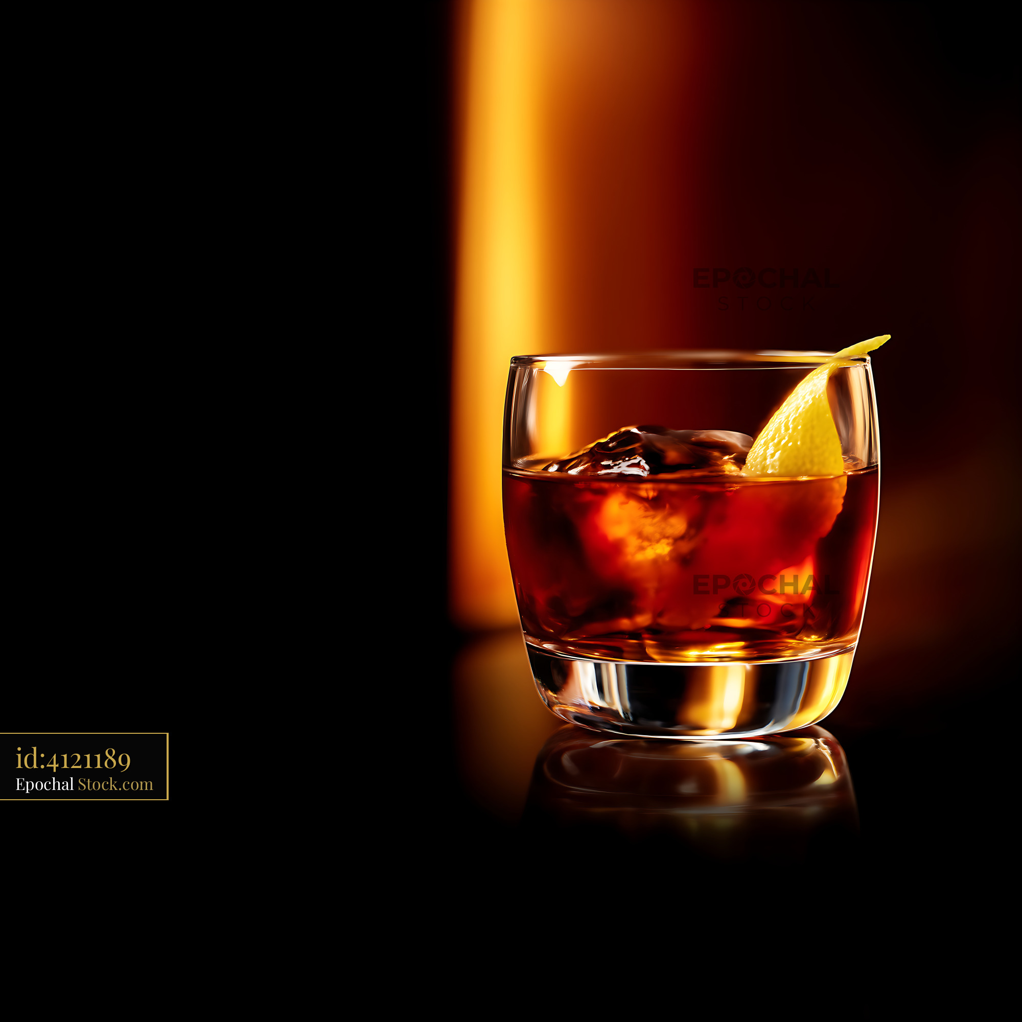 Saratoga Cocktail with Lemon Twist on Dark - stock photo