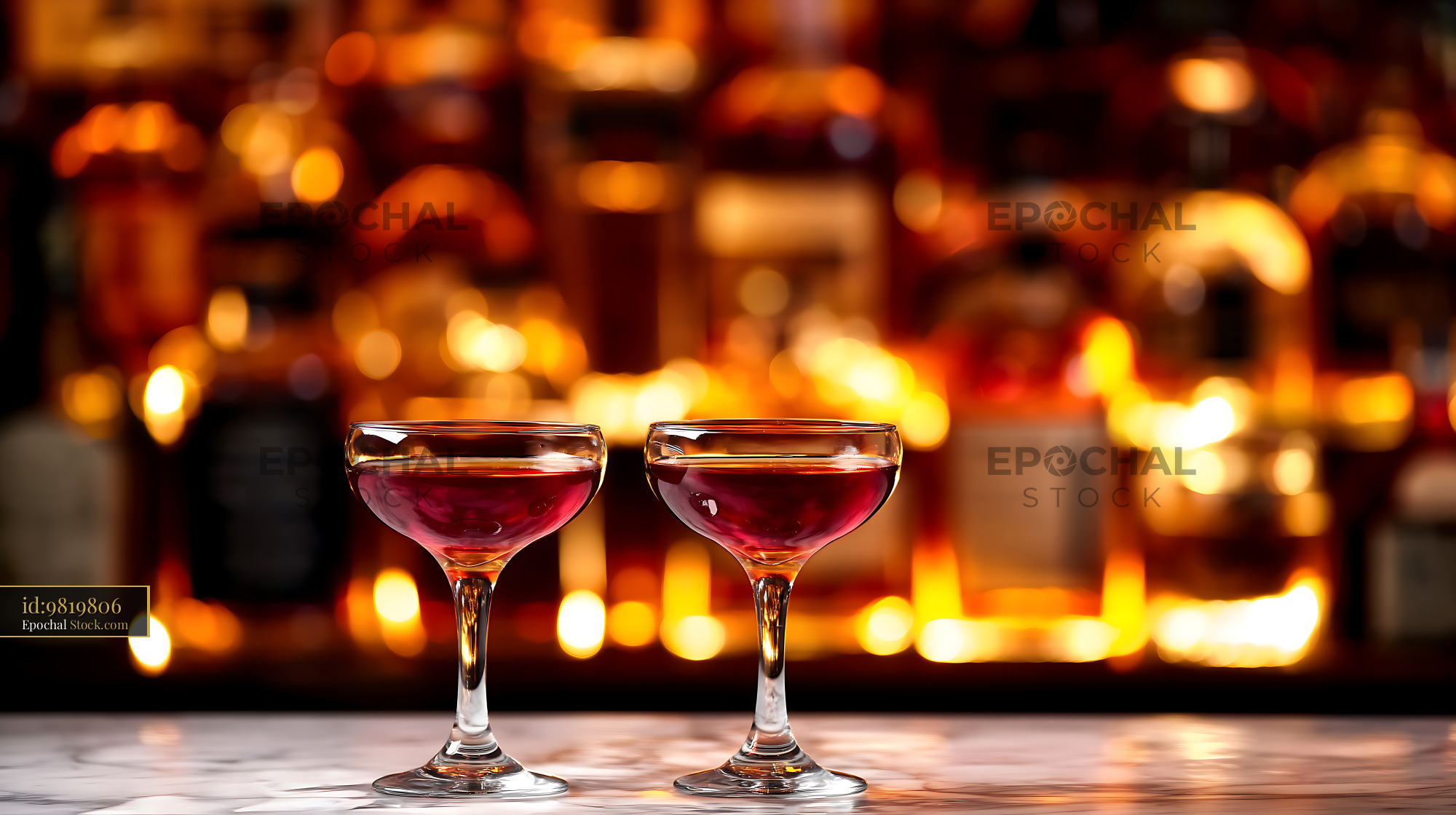 Bushwick Cocktails in Elegant Coupe Glasses - stock photo
