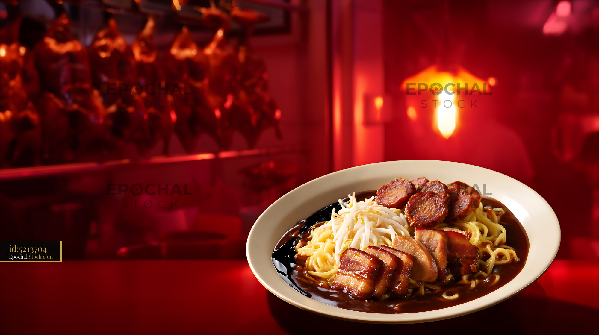 Lor Mee Soup with Pork and Sausage in Red Restaurant - stock photo