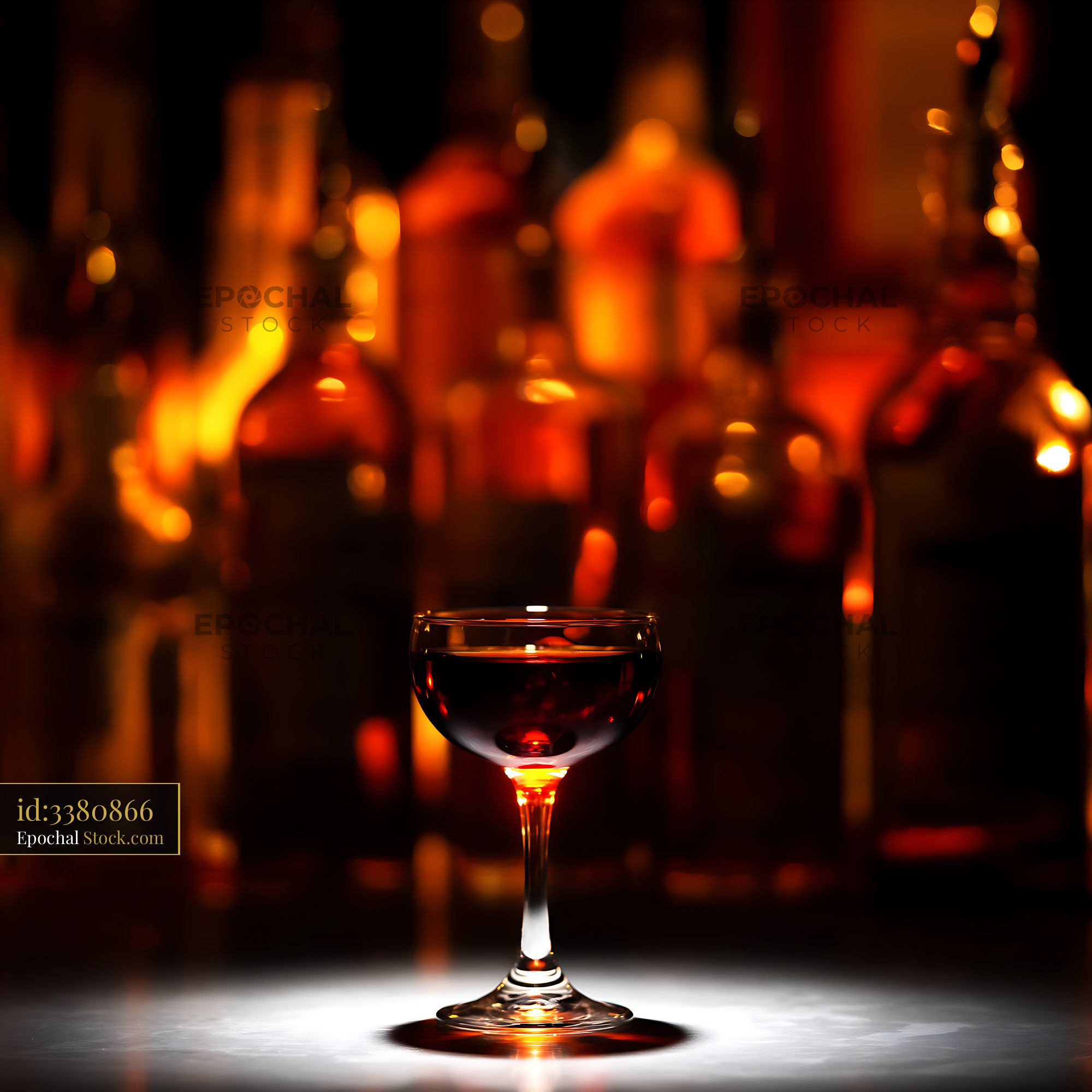 Bushwick Cocktail Glowing Under Bar Lights - stock photo