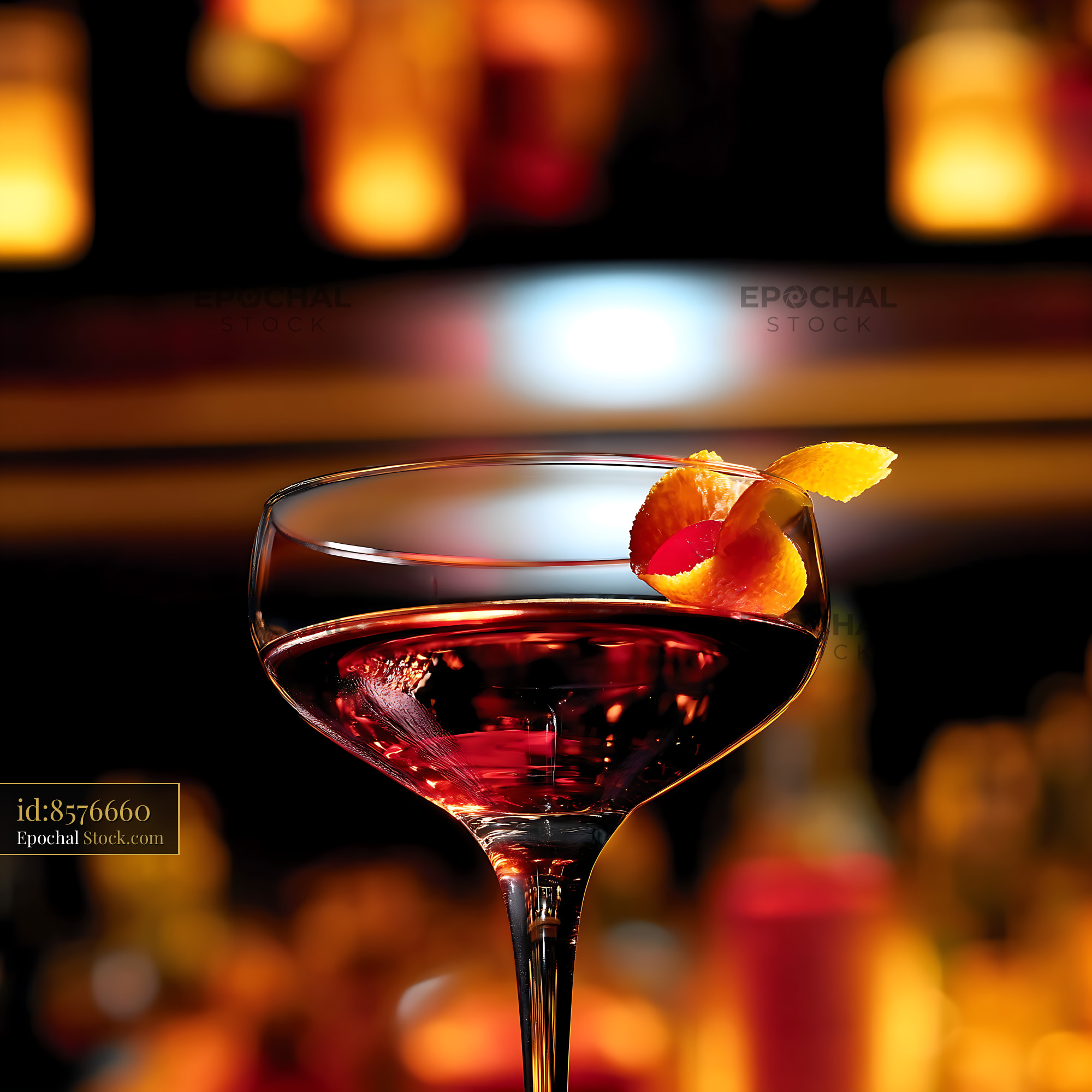 Bushwick Cocktail with Orange Twist - stock photo