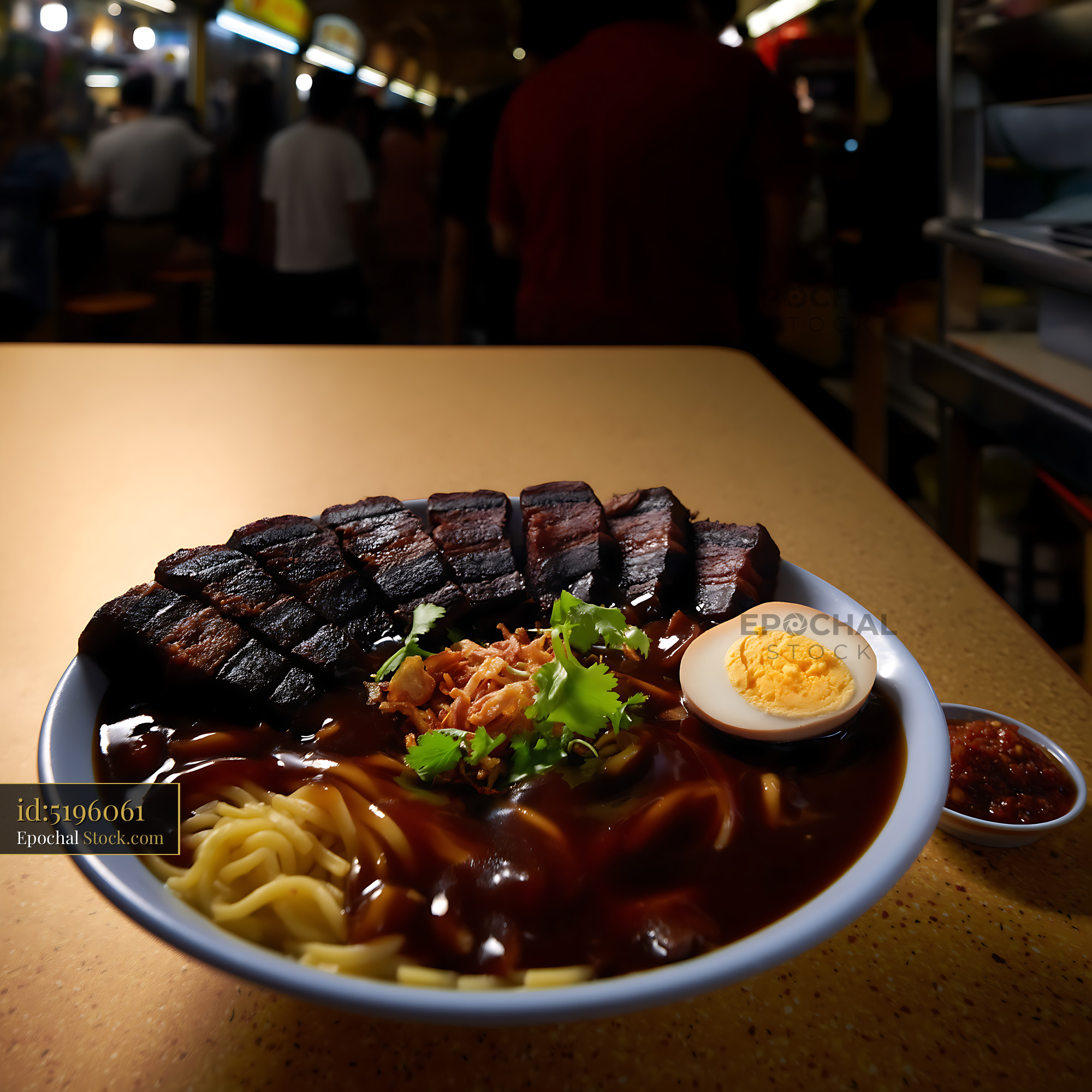 Lor Mee Soup with Pork Belly and Egg in Hawker Center - stock photo