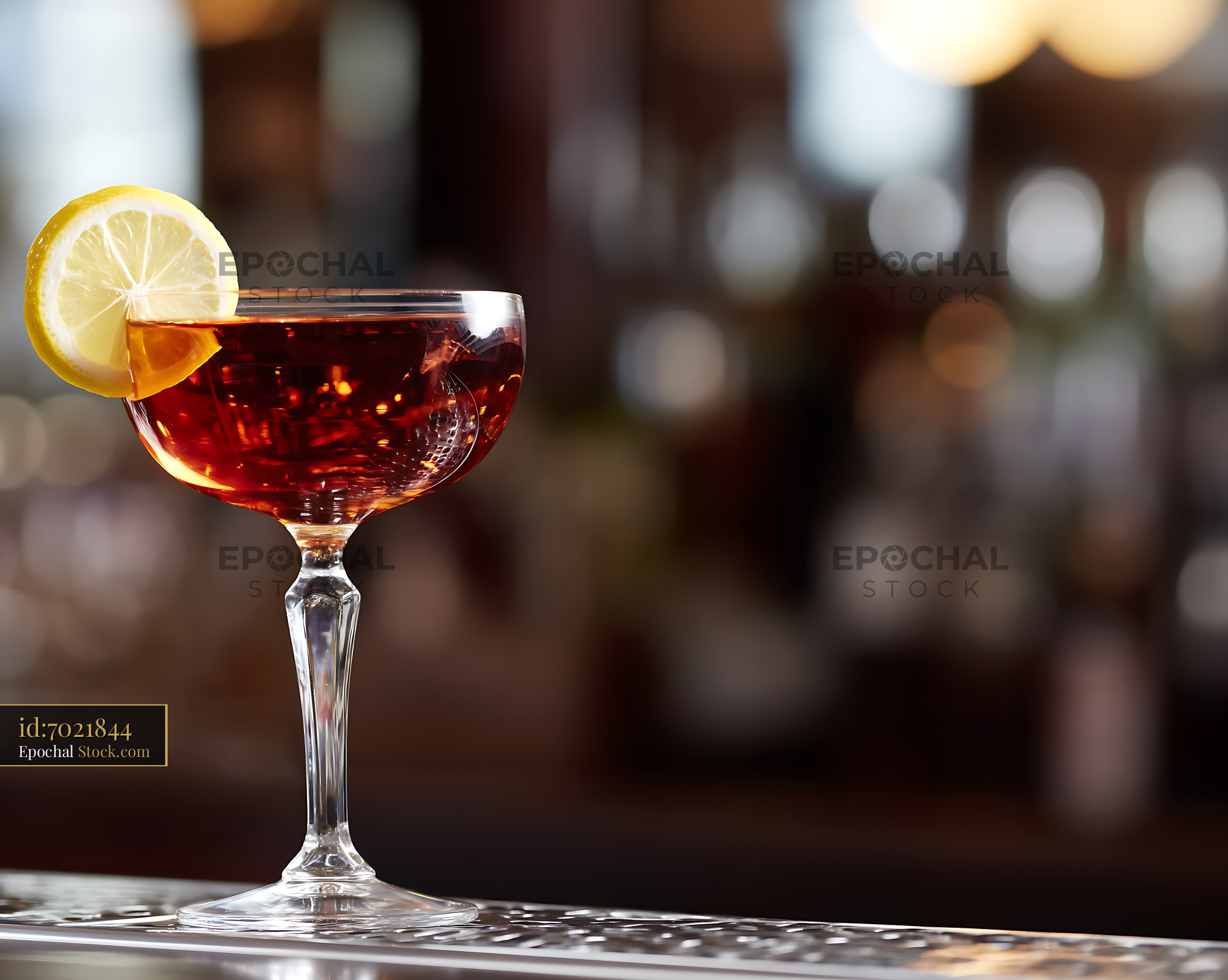 Saratoga Cocktail with Lemon Garnish - stock photo