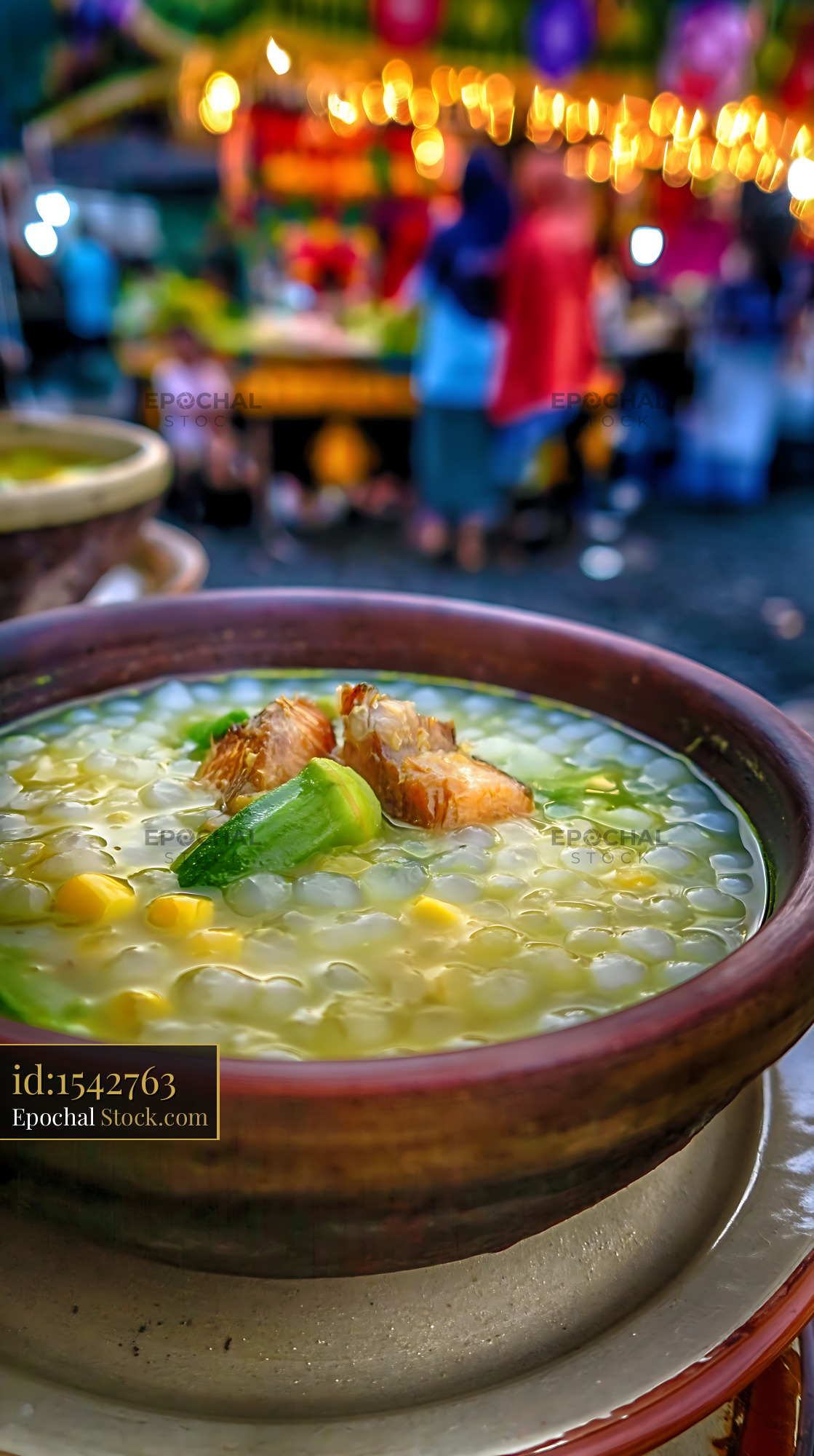 Lor Mee Soup with Fish and Okra at Night Market - stock photo