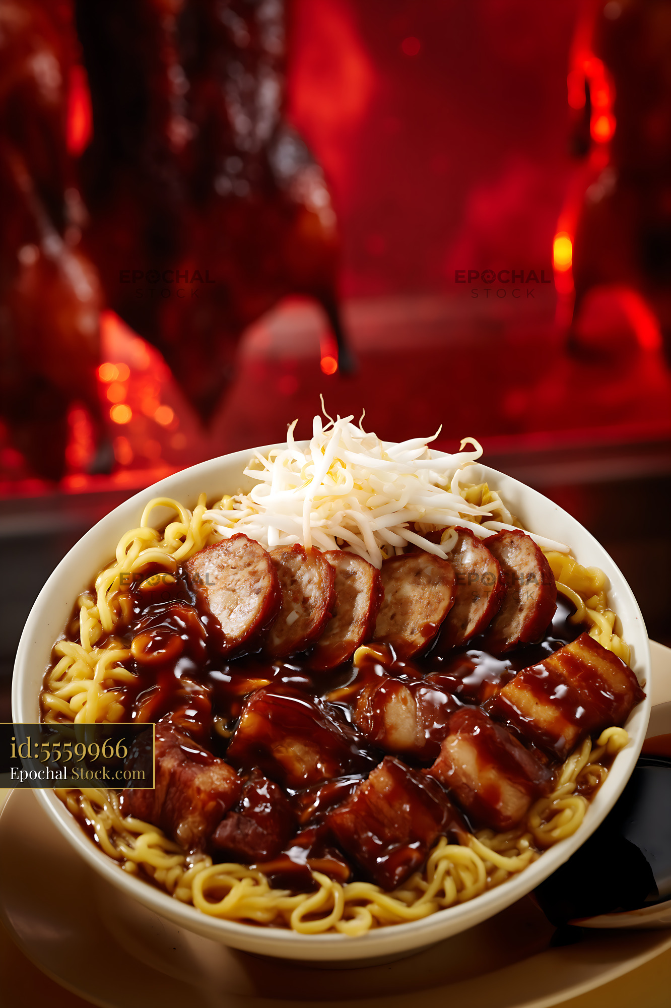 Lor Mee Soup with Pork and Sausage in Asian Restaurant - stock photo