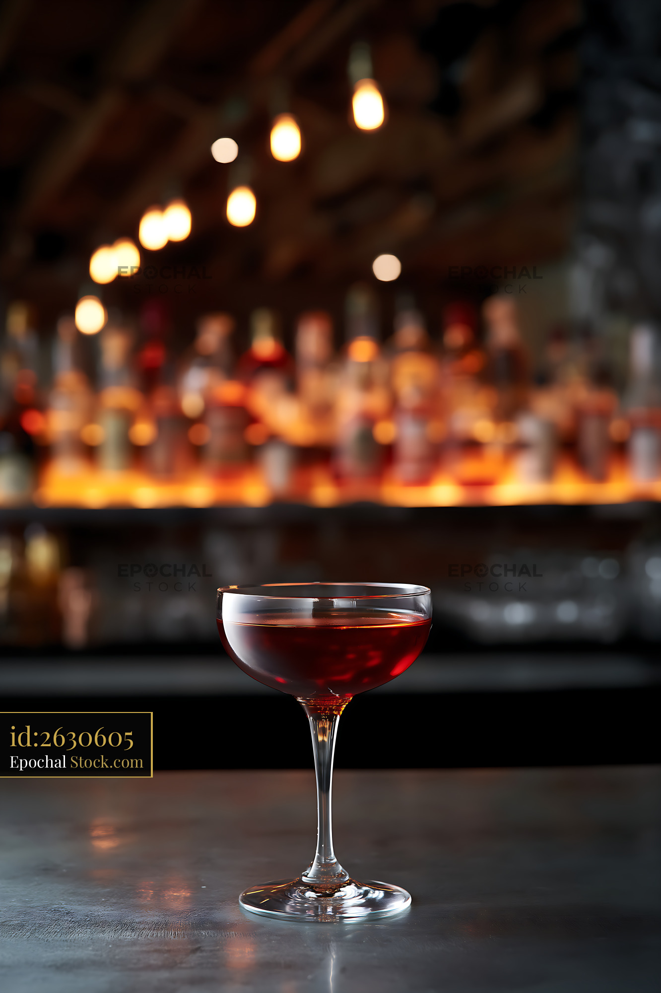 Bushwick Cocktail at Upscale Bar Counter - stock photo