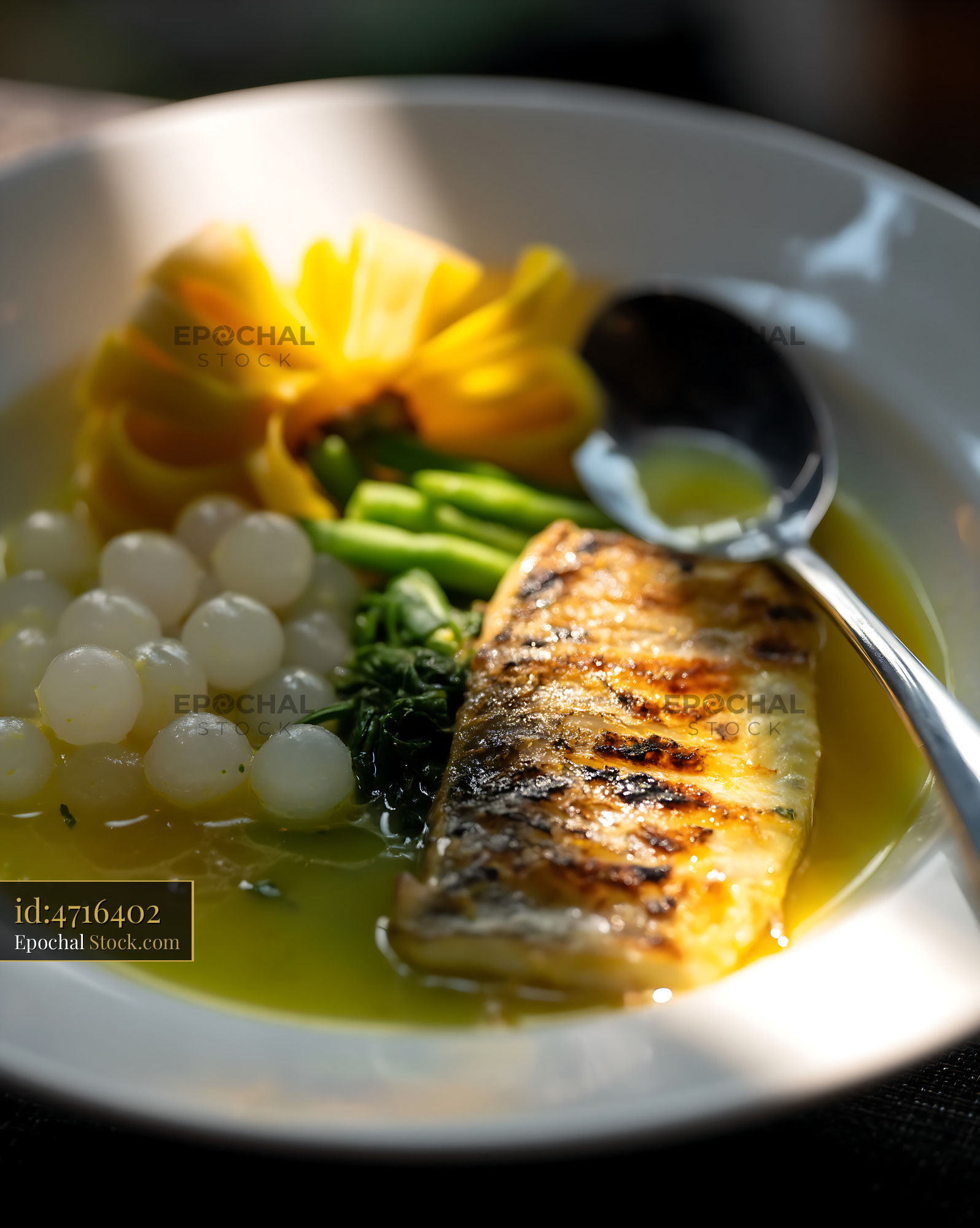 Kapurung Soup [Adobe ] with Grilled Fish and Pasta - stock photo