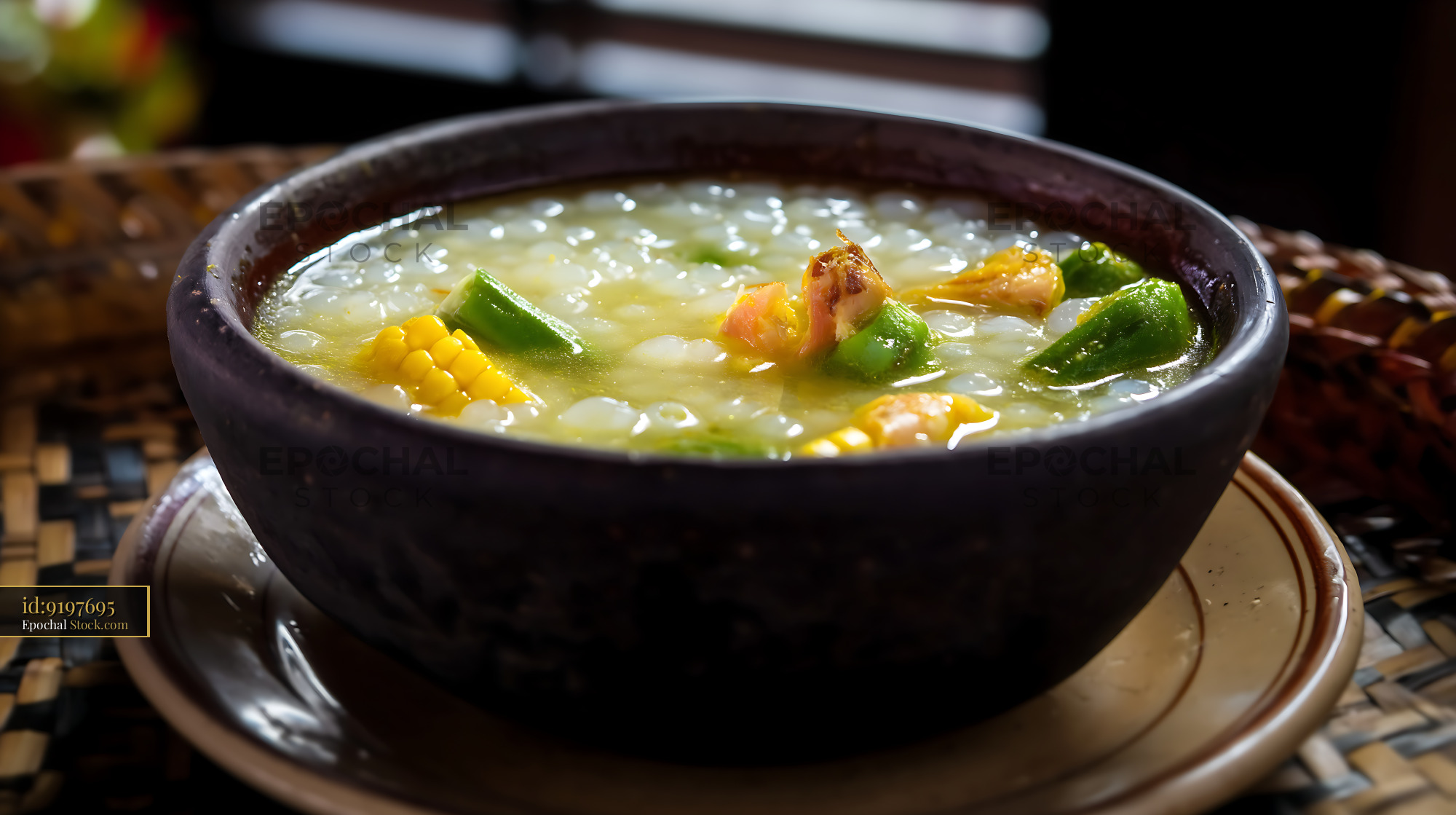 Hearty Lor Mee Soup with Vegetables in Bowl - stock photo