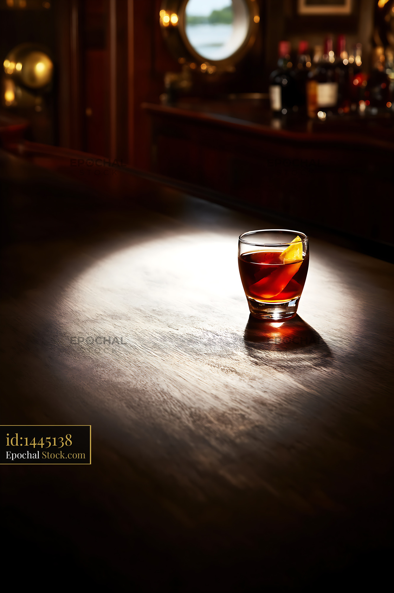 Saratoga Cocktail With Lemon at Bar - stock photo