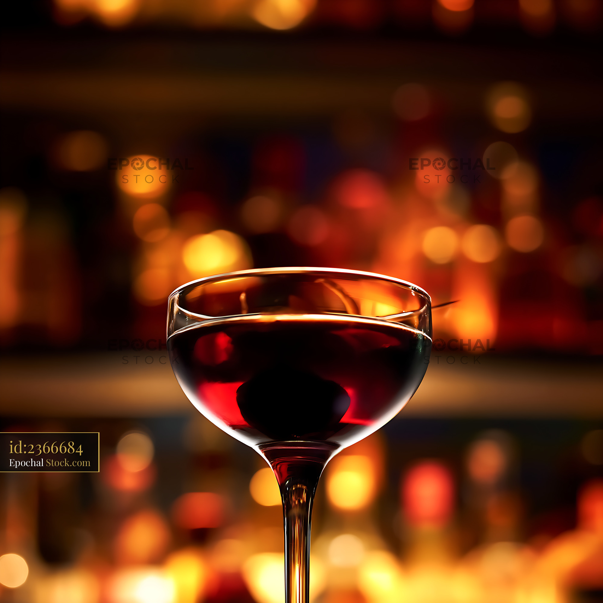 Bushwick Cocktail in Coupe Glass, Bar Setting - stock photo