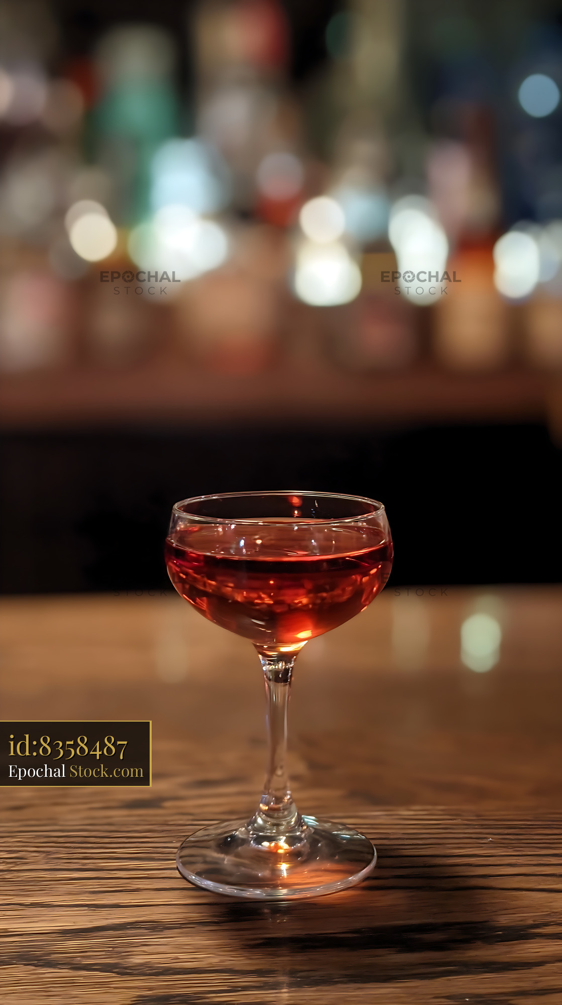 Bushwick Cocktail on Wooden Bar Counter - stock photo