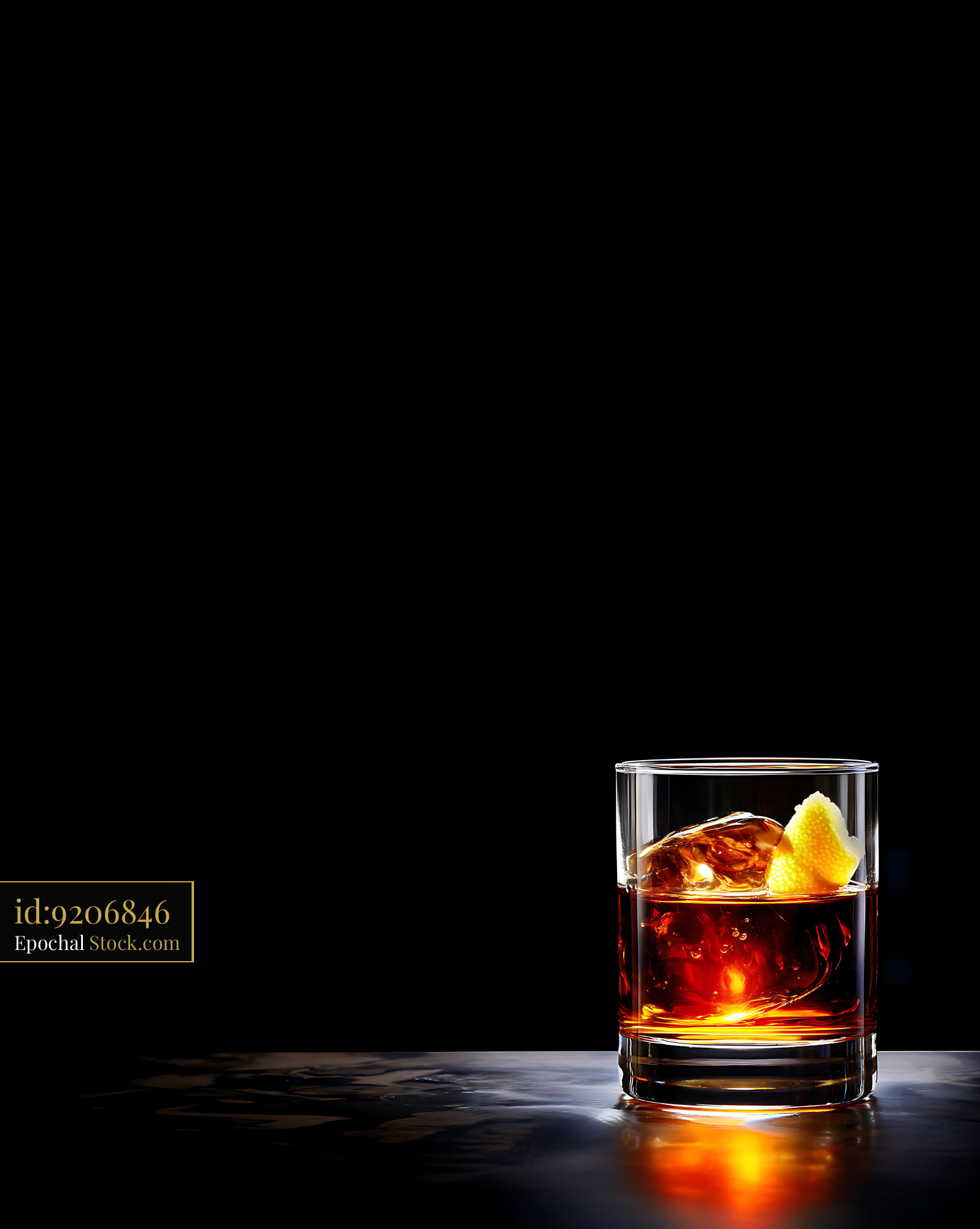 Saratoga Cocktail with Lemon Twist and Ice - stock photo