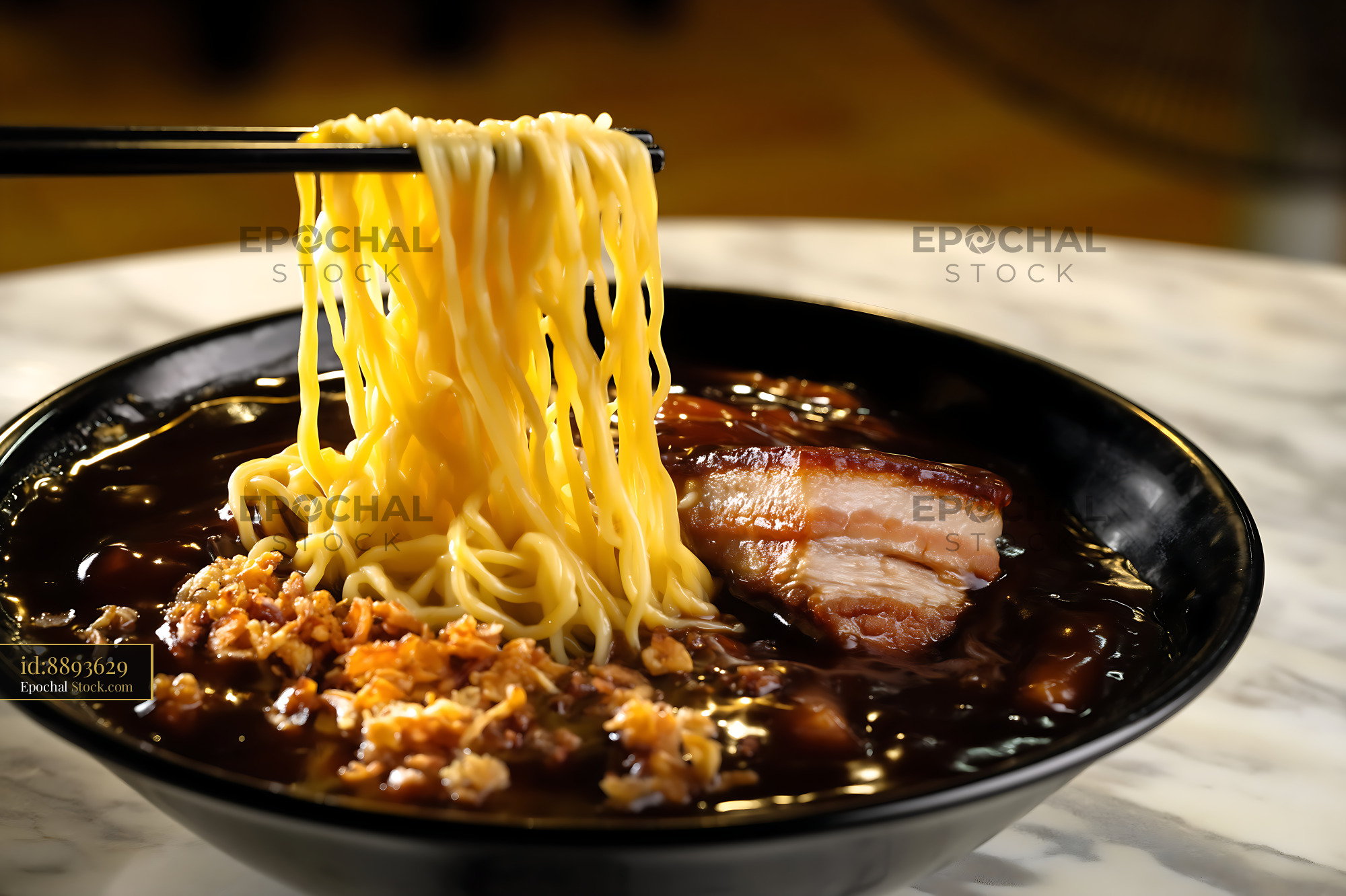 Lor Mee Soup with Noodles and Braised Pork Belly - stock photo