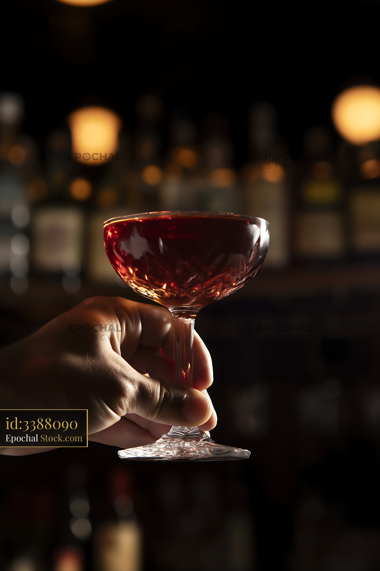 Bushwick Cocktail in Hand by Candlelight - stock photo