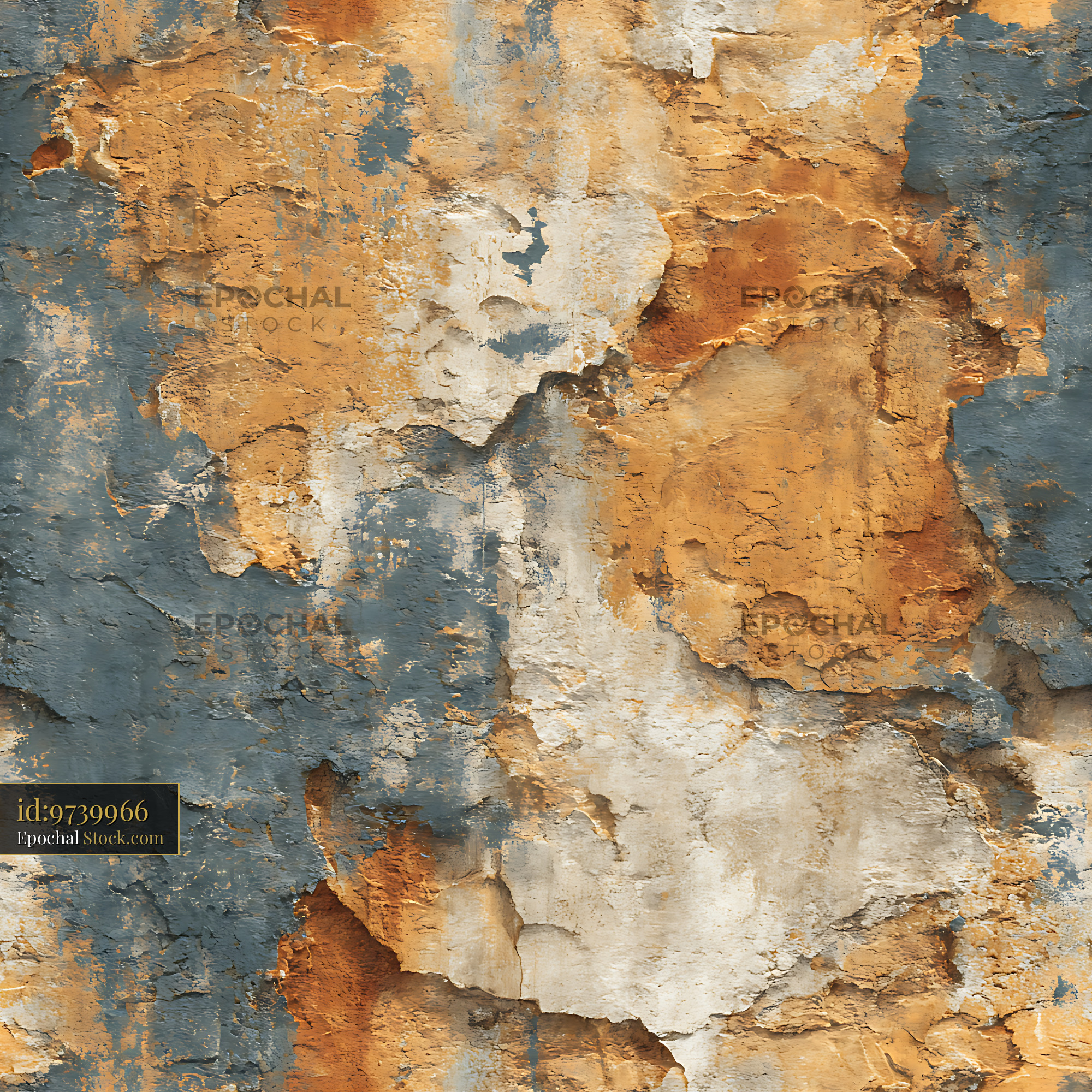 Weathered Amber Peeling Plaster Seamless Pattern - stock photo