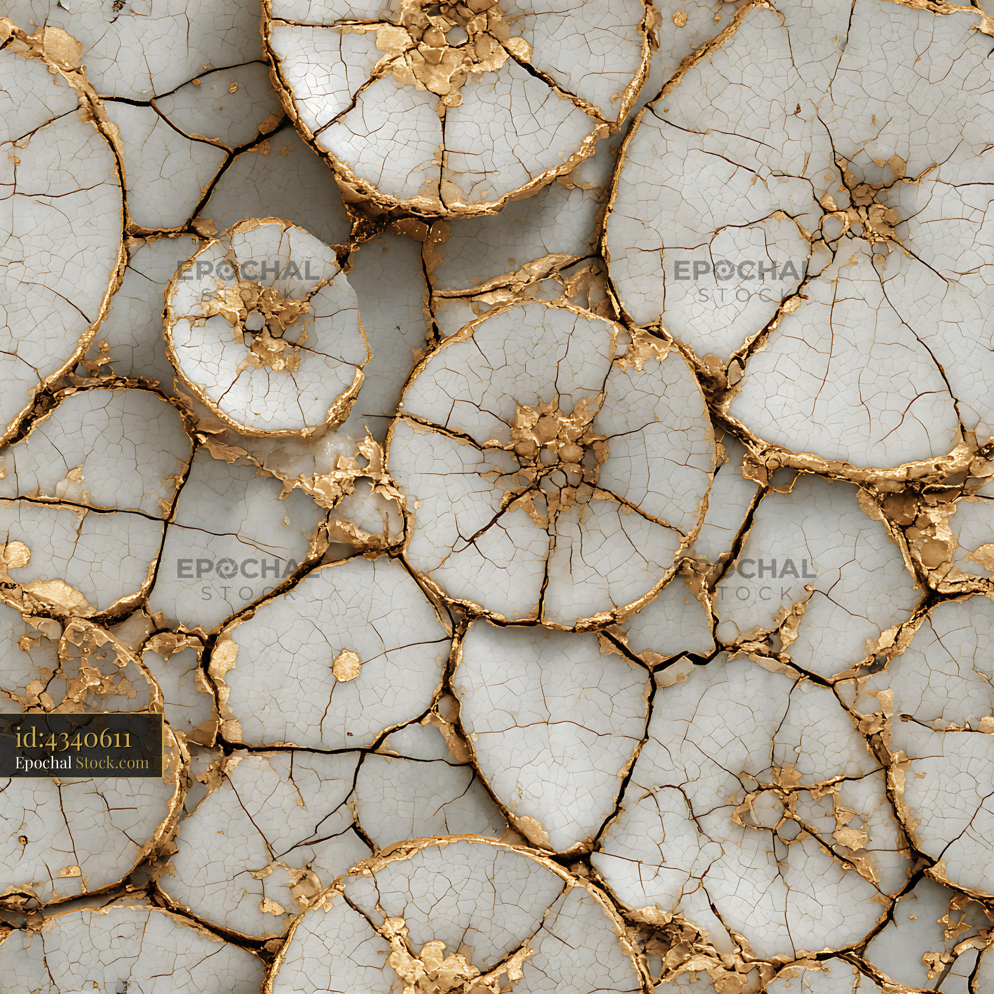 Gold Kintsugi Cracked Ceramic Seamless Pattern - stock photo