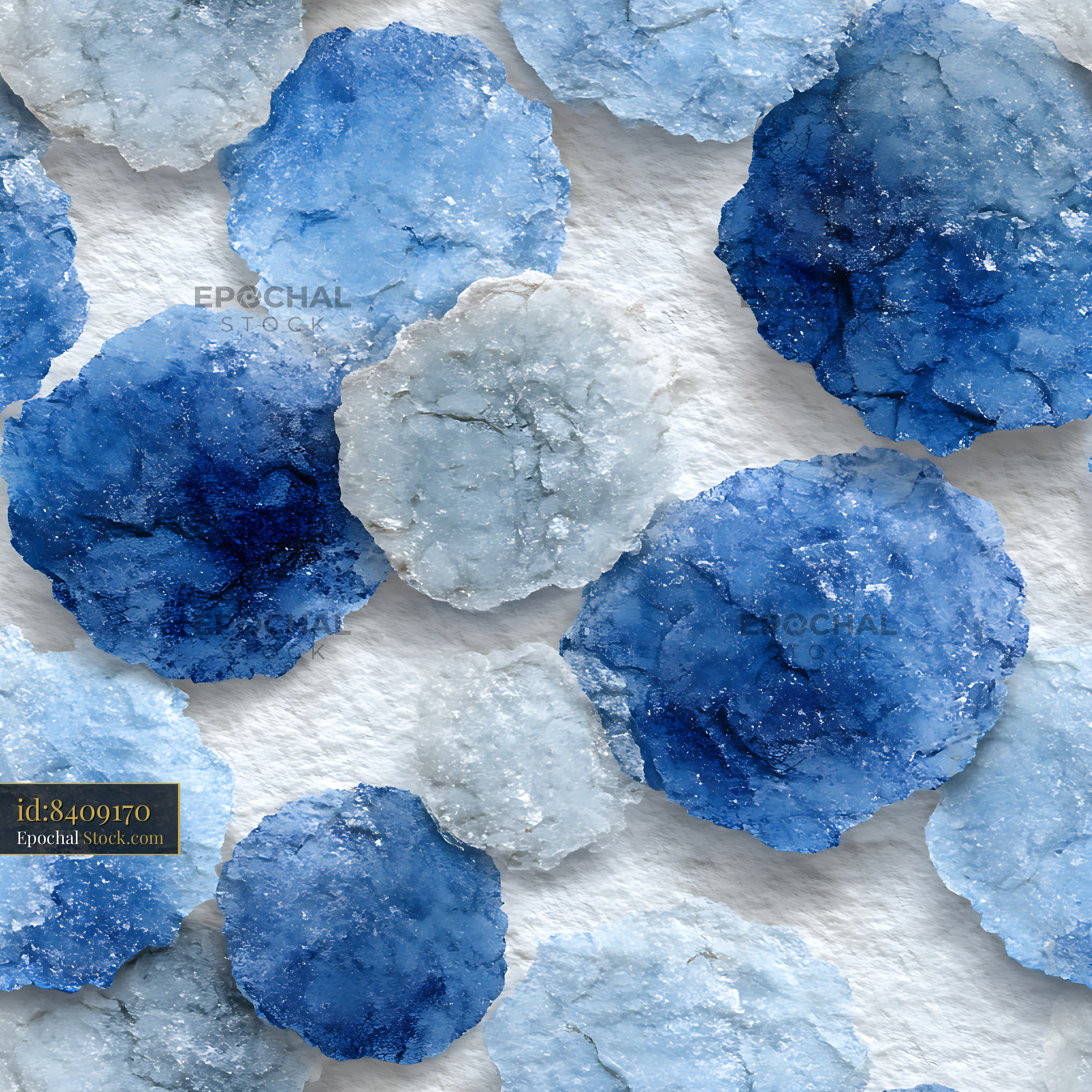 Blue Agate Geode Mineral Slices Seamless Pattern - stock photo