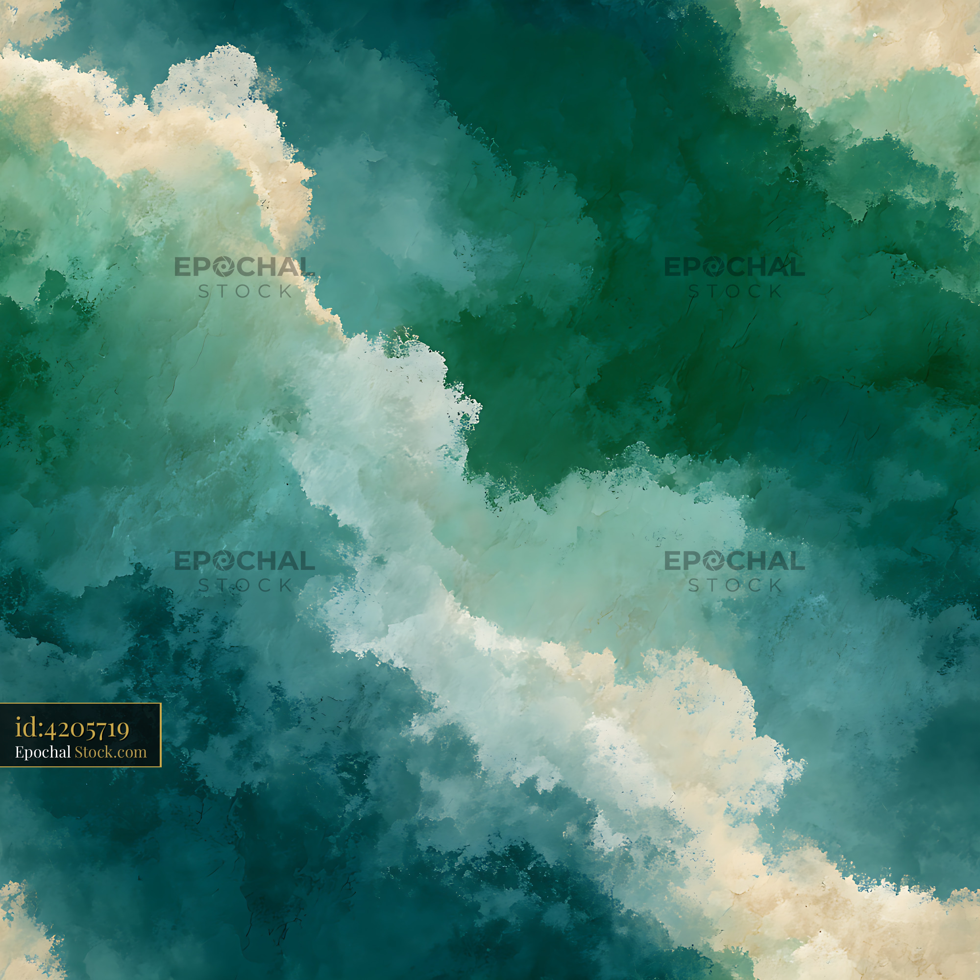 Moody Teal and Sage Green Abstract Seamless Patter - stock photo