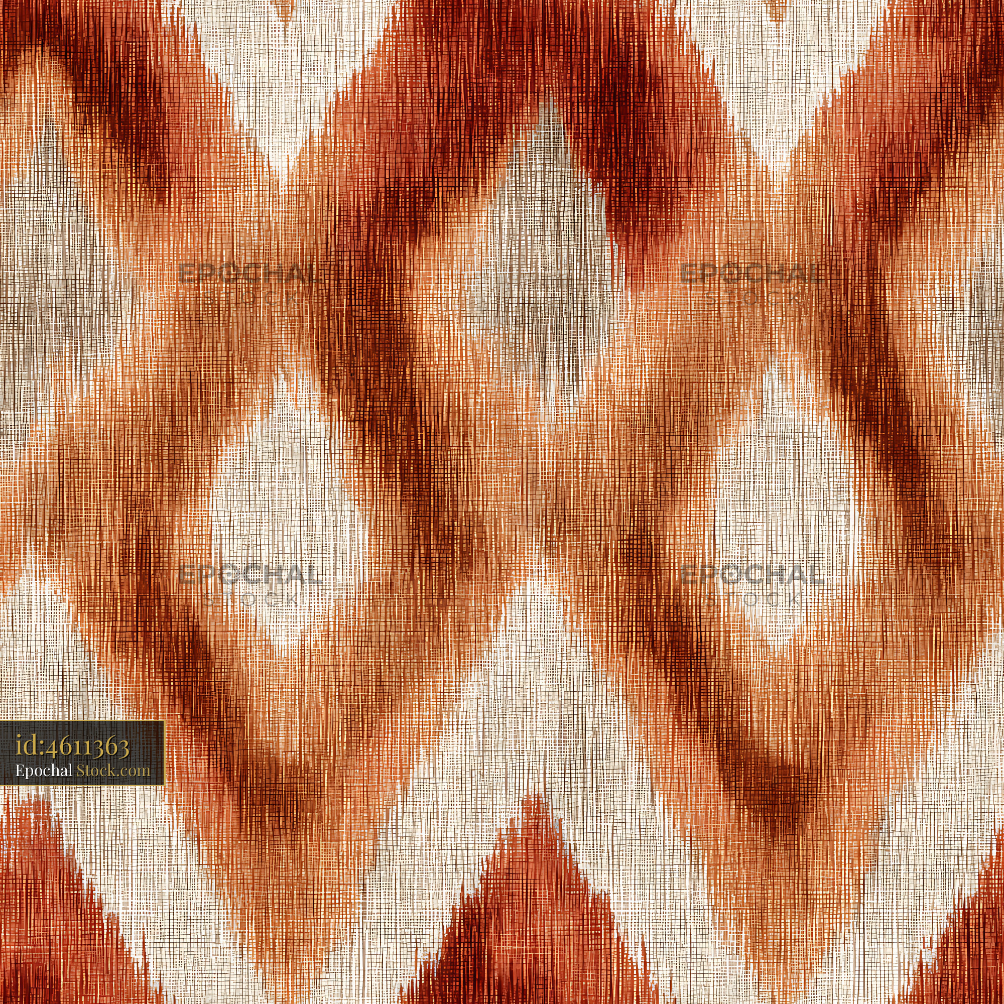 Terracotta Ikat Zig Zag Texture Seamless Pattern - stock photo
