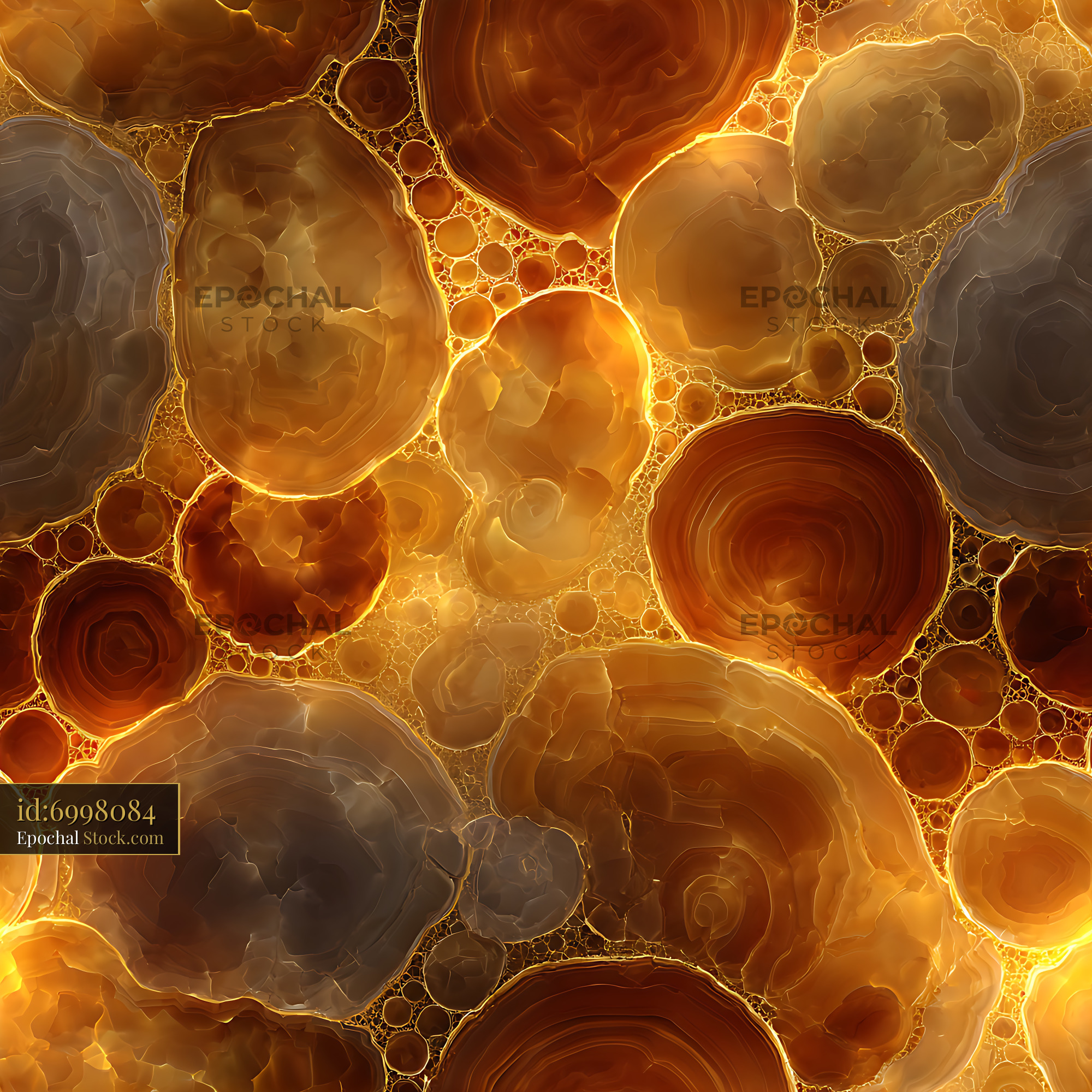 Glowing Amber and Charcoal Agate Seamless Pattern - stock photo