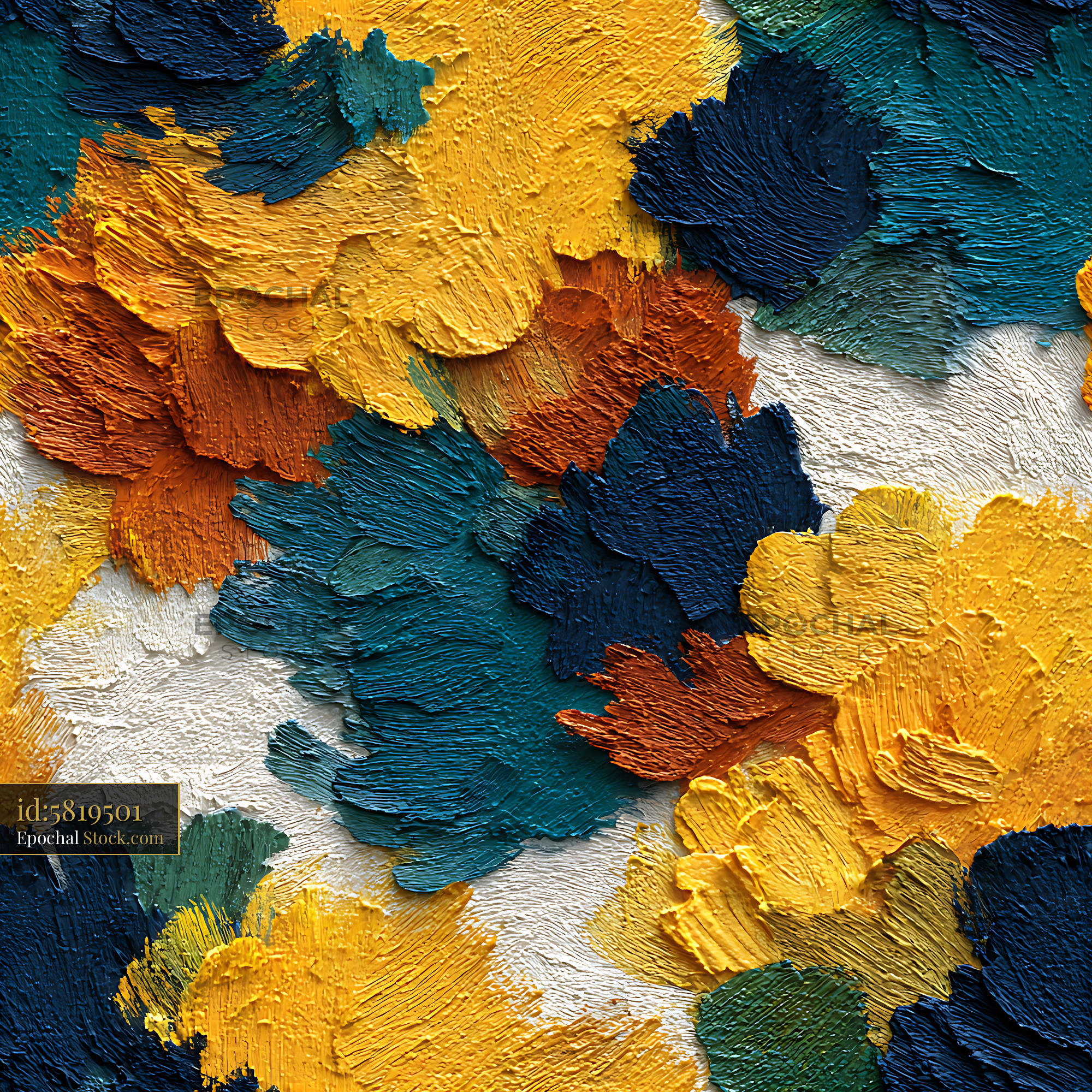 Impasto Abstract Paint Strokes Seamless Pattern - stock photo