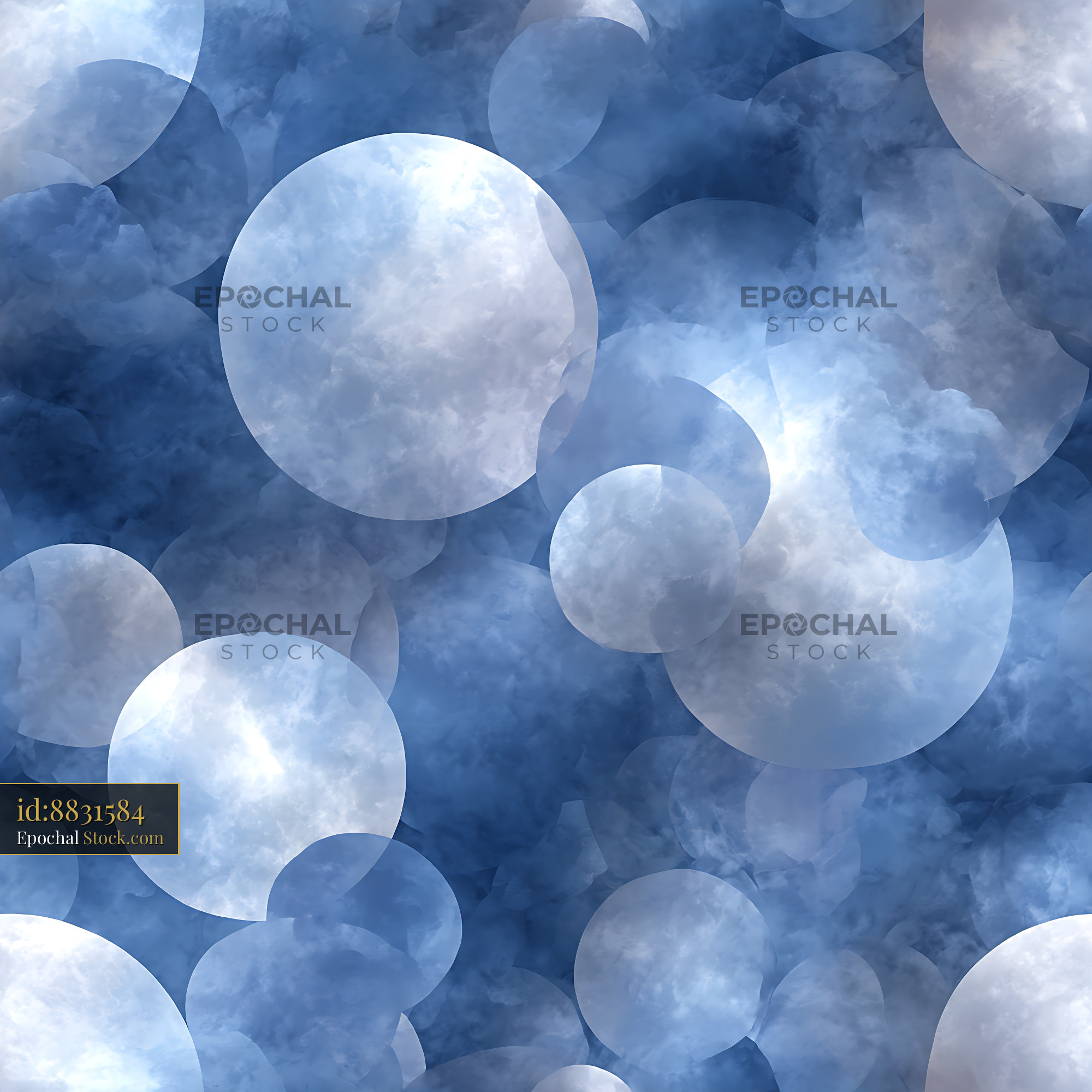 Atmospheric Blue Cloud Spheres Seamless Pattern - stock photo
