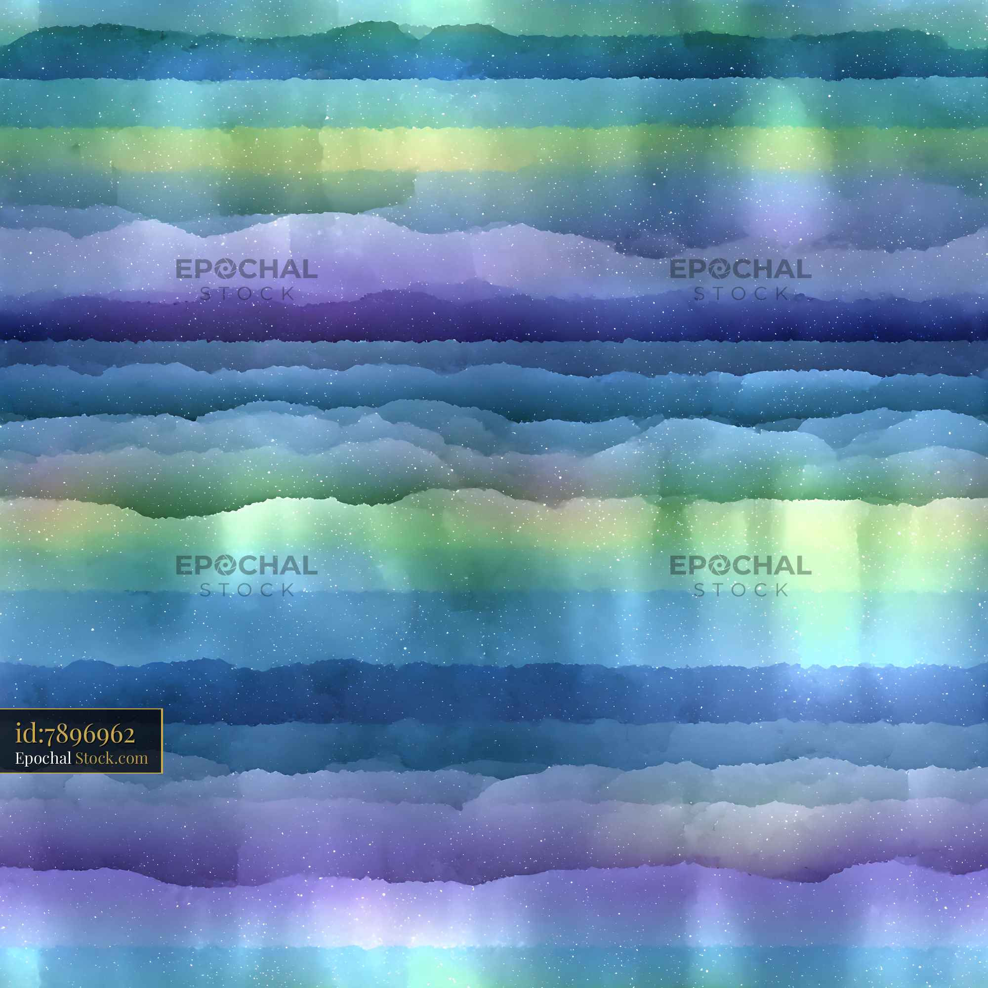 Celestial Watercolor Horizon Seamless Pattern - stock photo