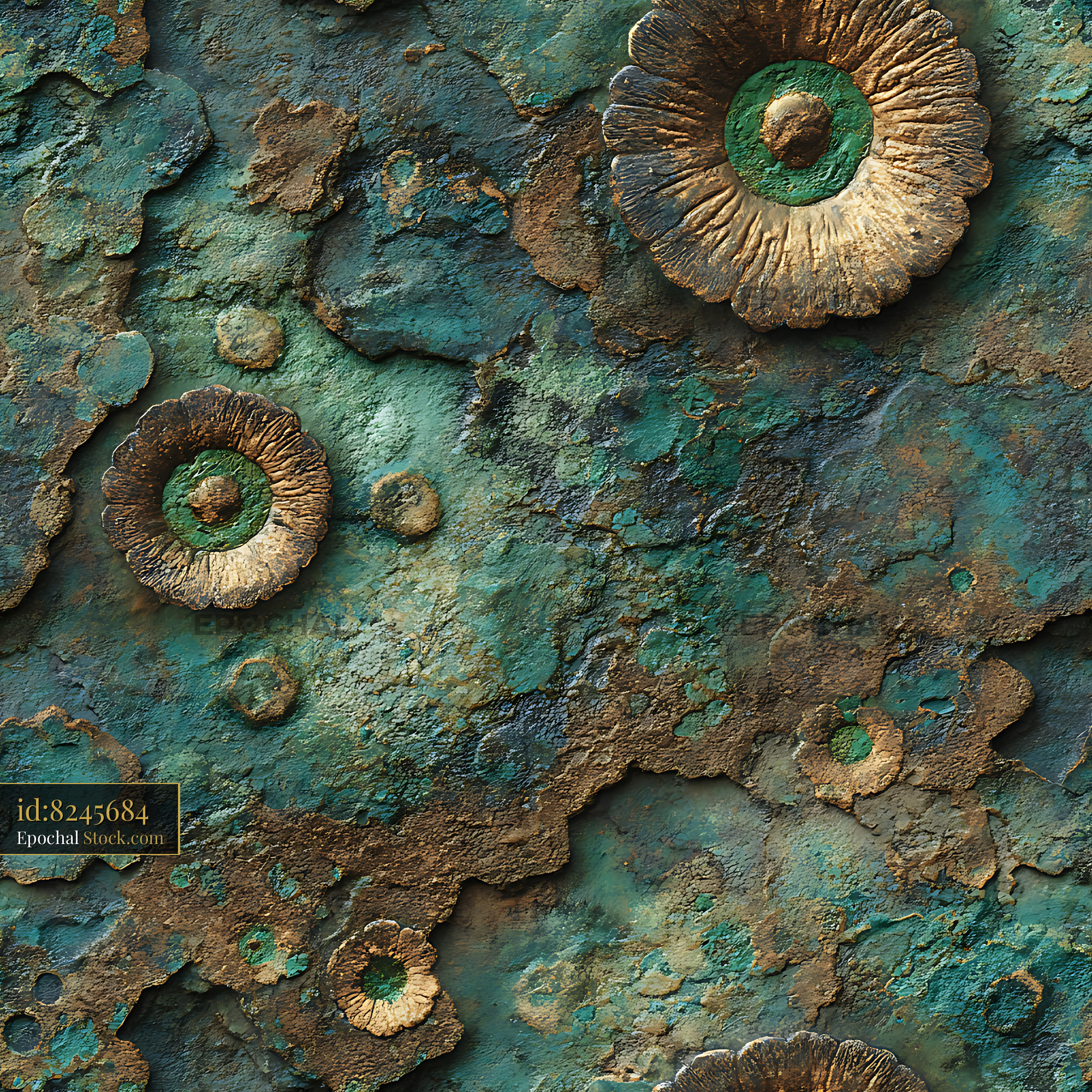 Oxidized Copper Patina Metal Seamless Pattern - stock photo