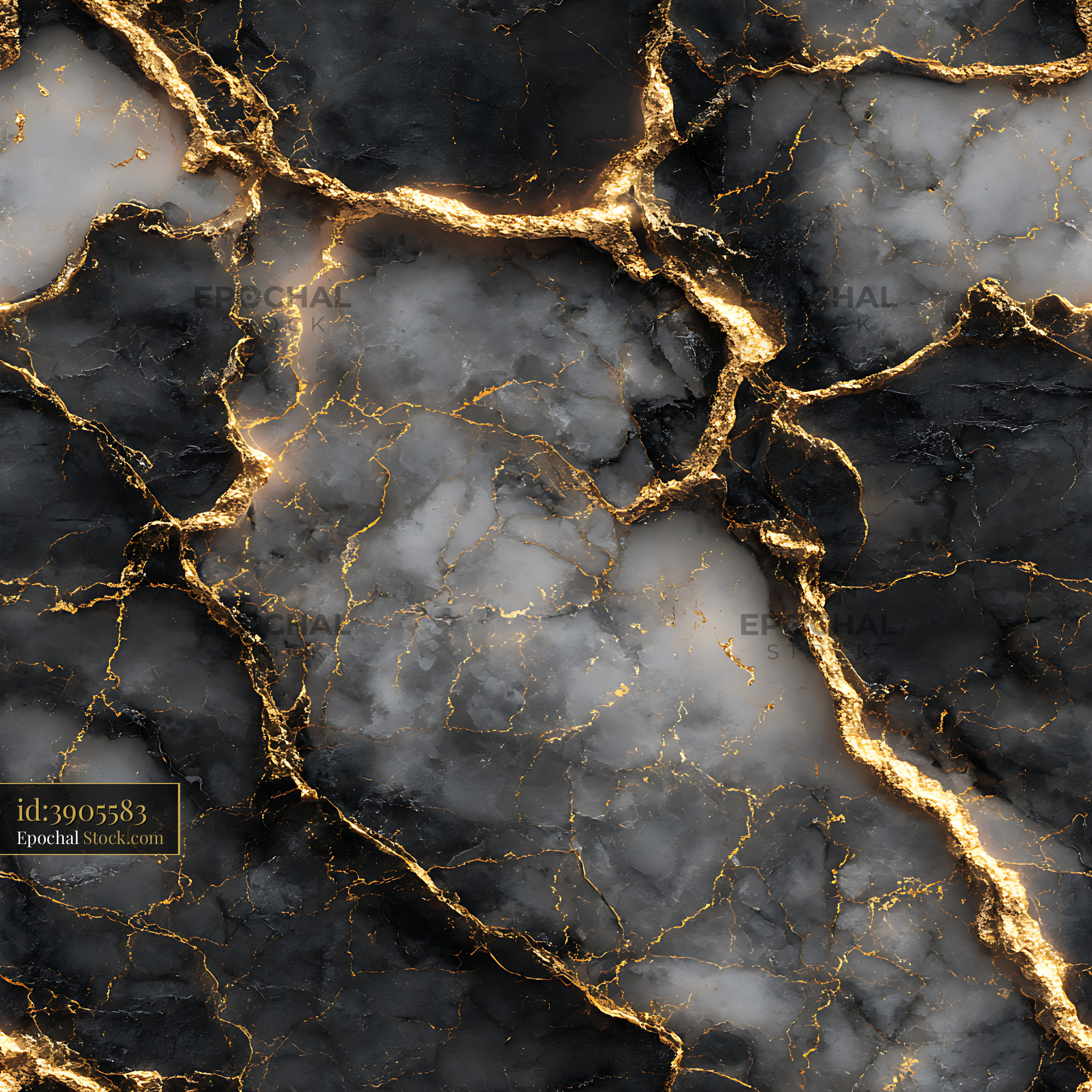 Black Marble Gold Vein Texture Seamless Pattern - stock photo