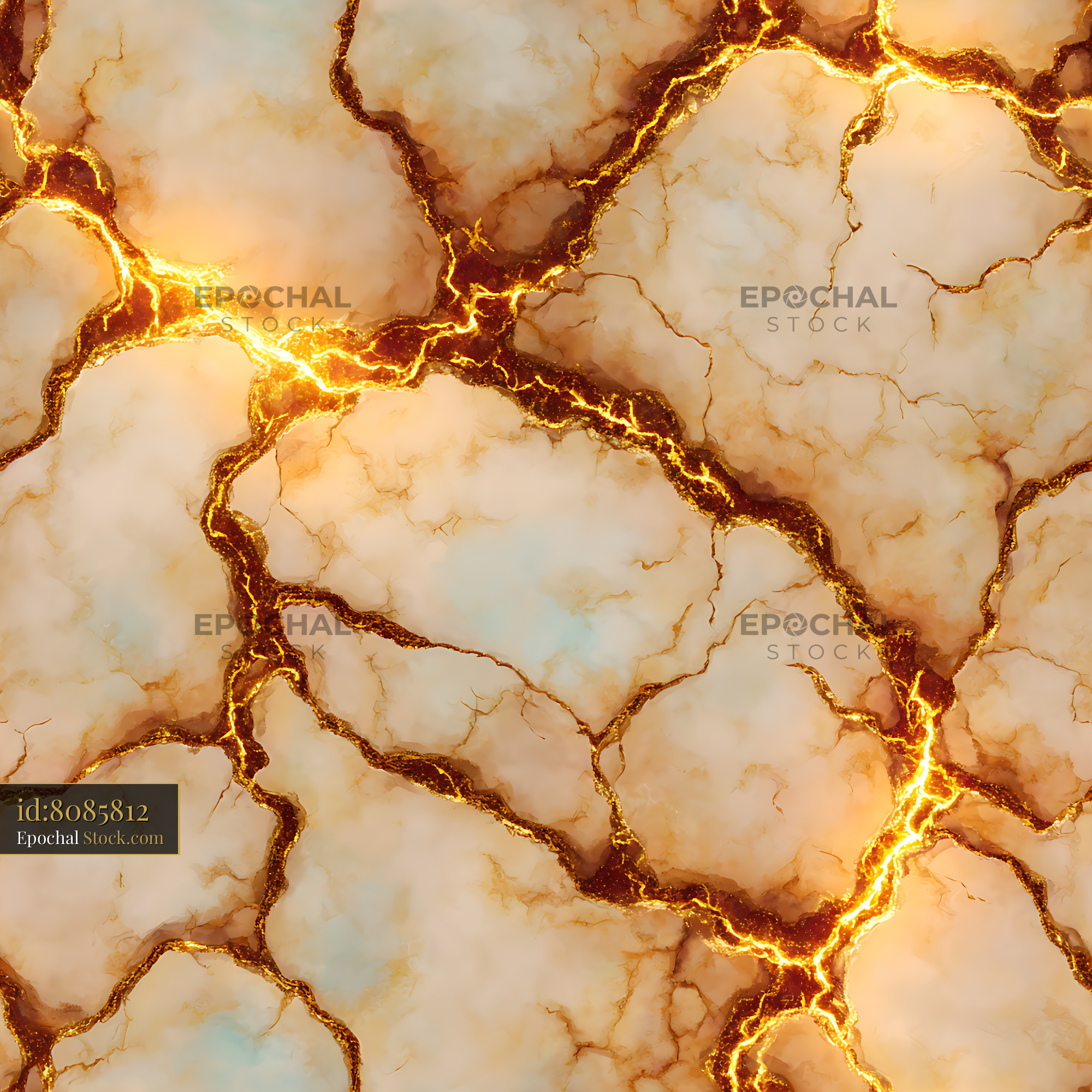 Glowing Gold Kintsugi Marble Seamless Pattern - stock photo