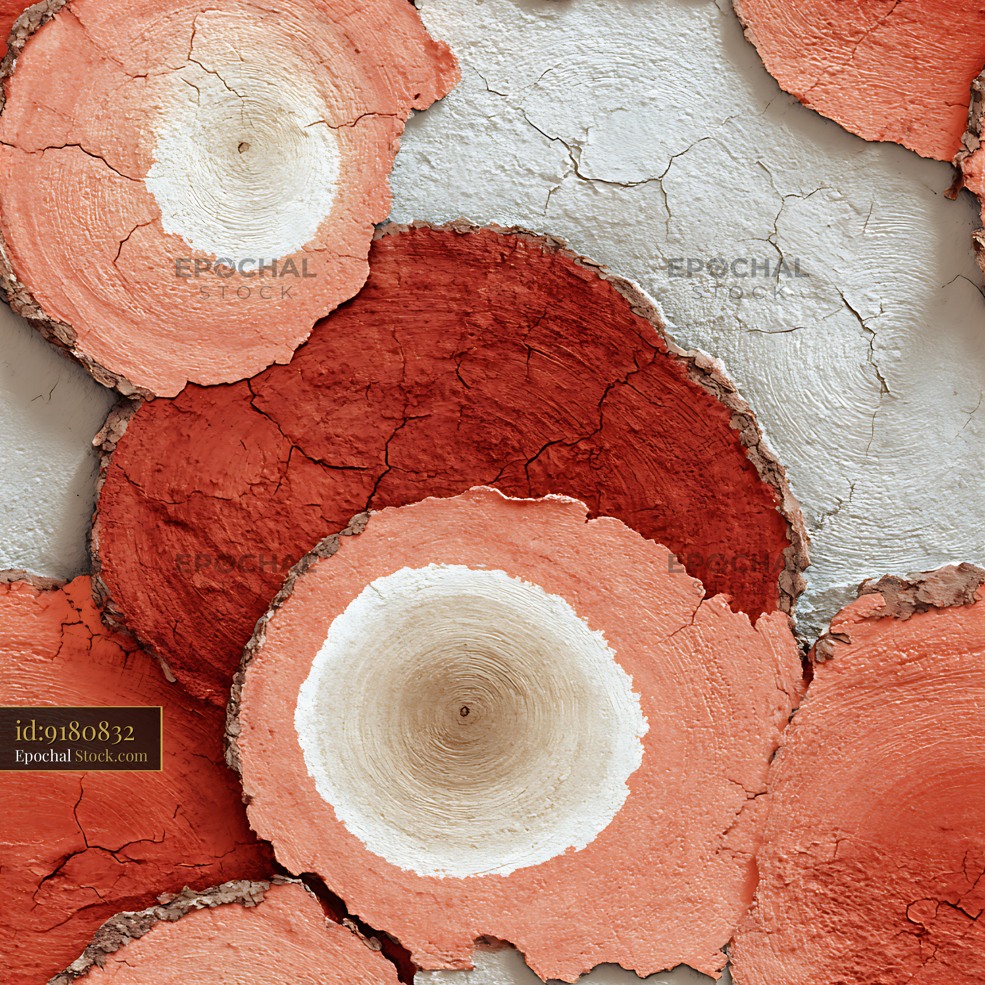 Terracotta Wood Slice Textural Seamless Pattern - stock photo
