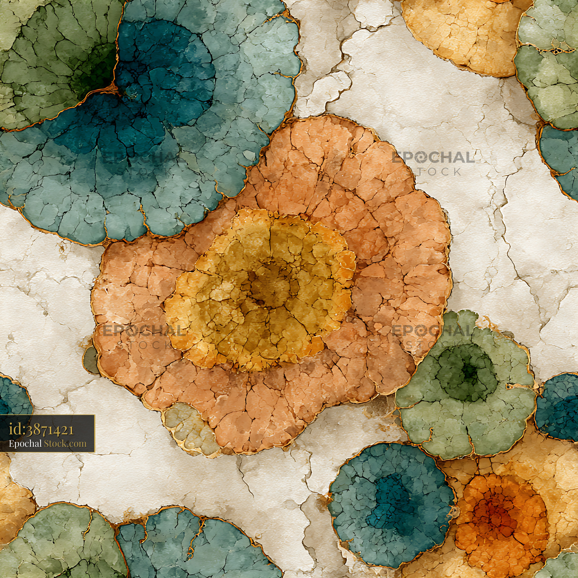Abstract Earth Tone Mineral Geode Seamless Pattern - stock photo