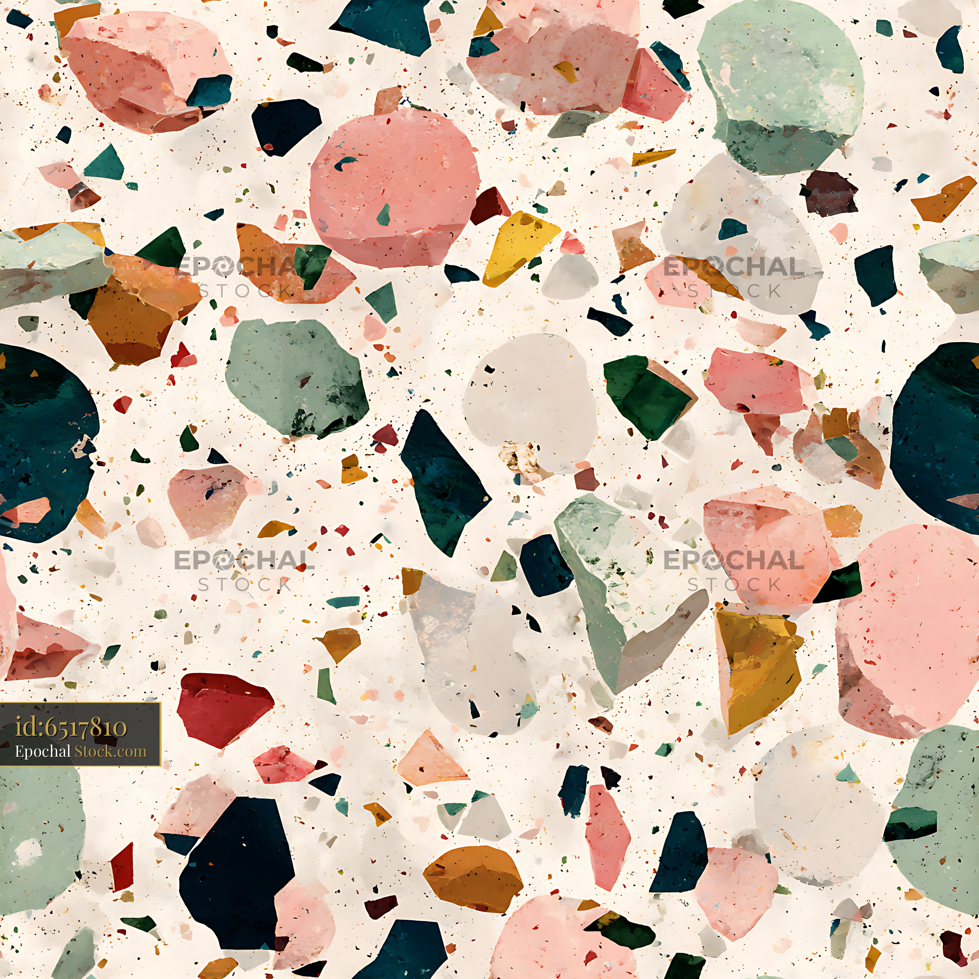 Earthy Sage and Rose Terrazzo Seamless Pattern - stock photo