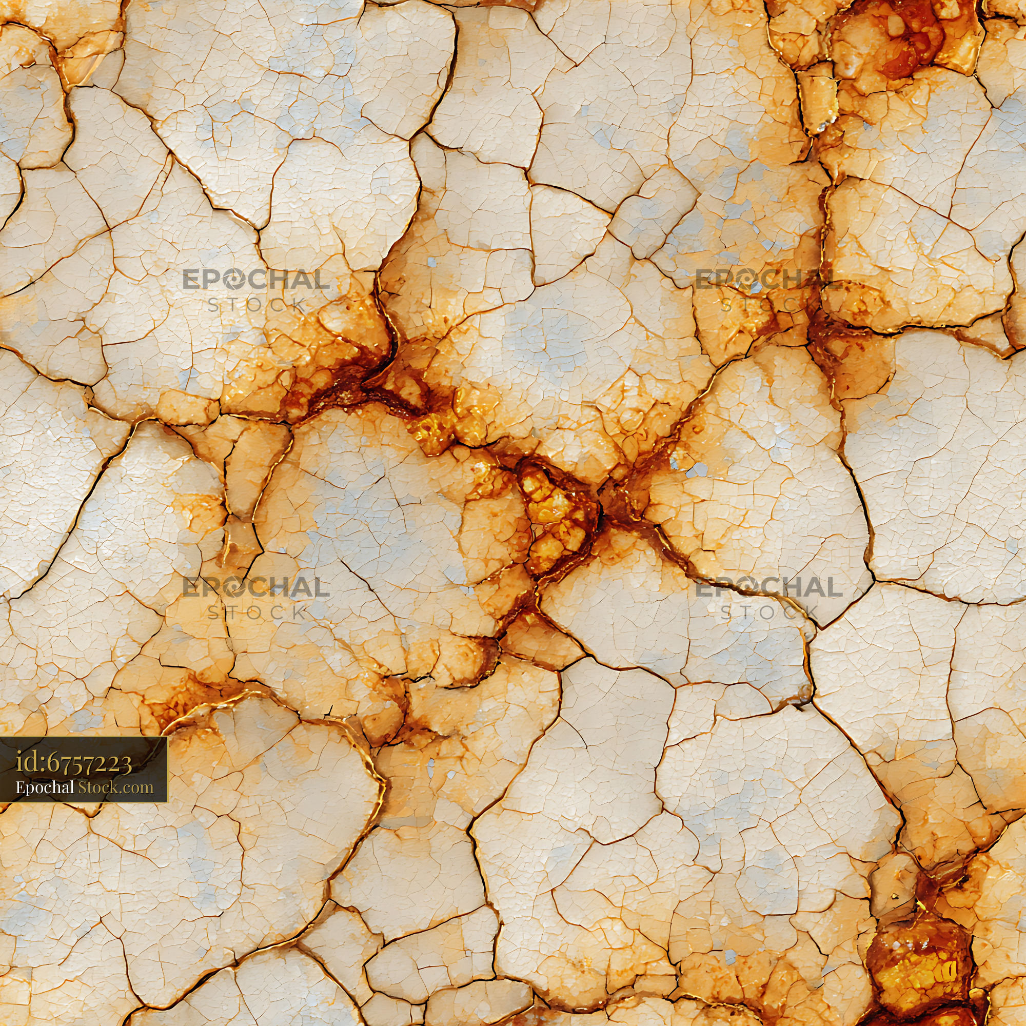 Cracked Earth Copper Patina Seamless Pattern - stock photo