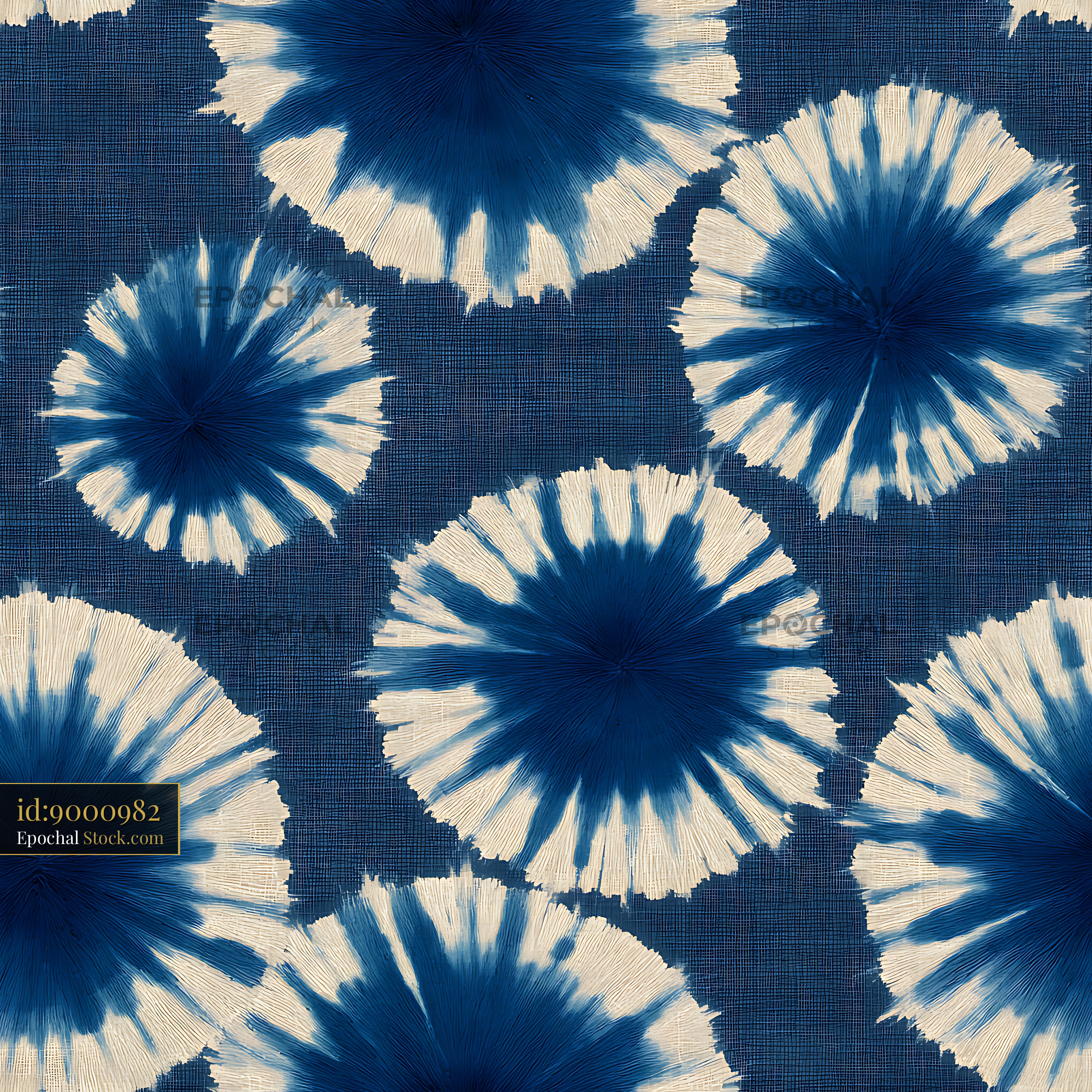 Indigo Shibori Sunburst Tie Dye Seamless Pattern - stock photo