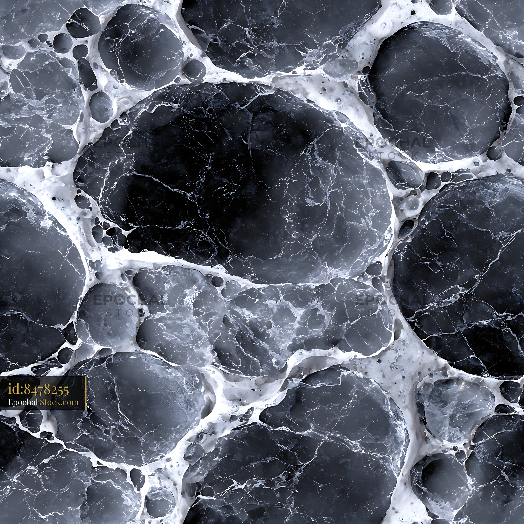 Organic Dark Stone Cell Texture Seamless Pattern - stock photo