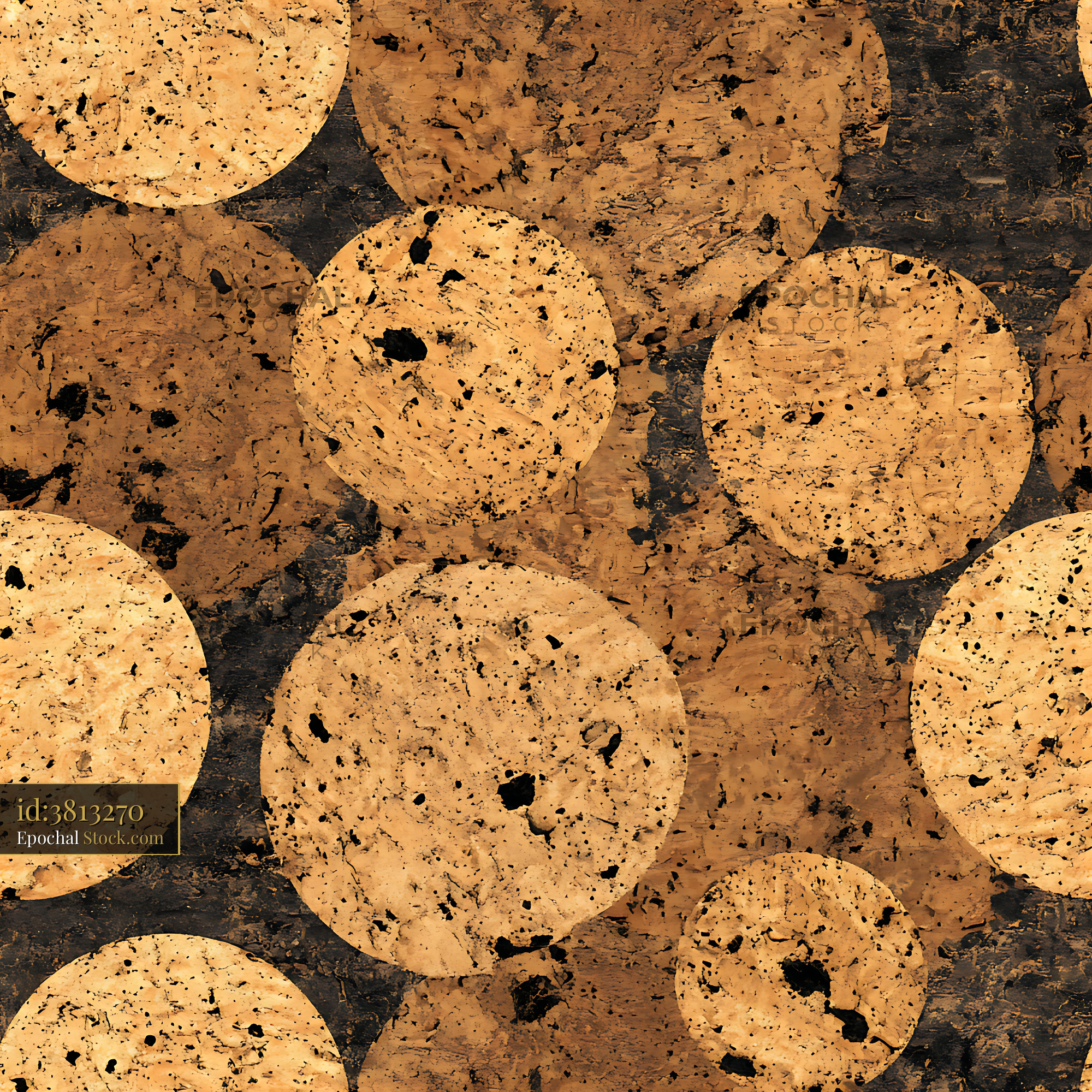 Earthy Textured Cork Circles Seamless Pattern - stock photo