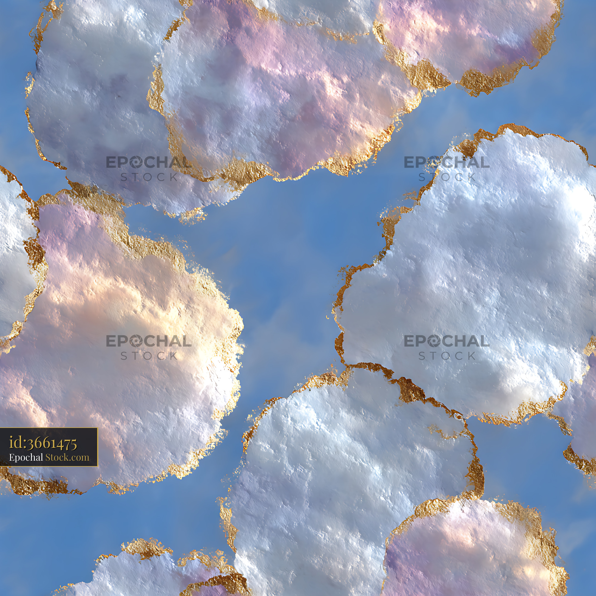 Celestial Sky and Gold Leaf Agate Seamless Pattern - stock photo