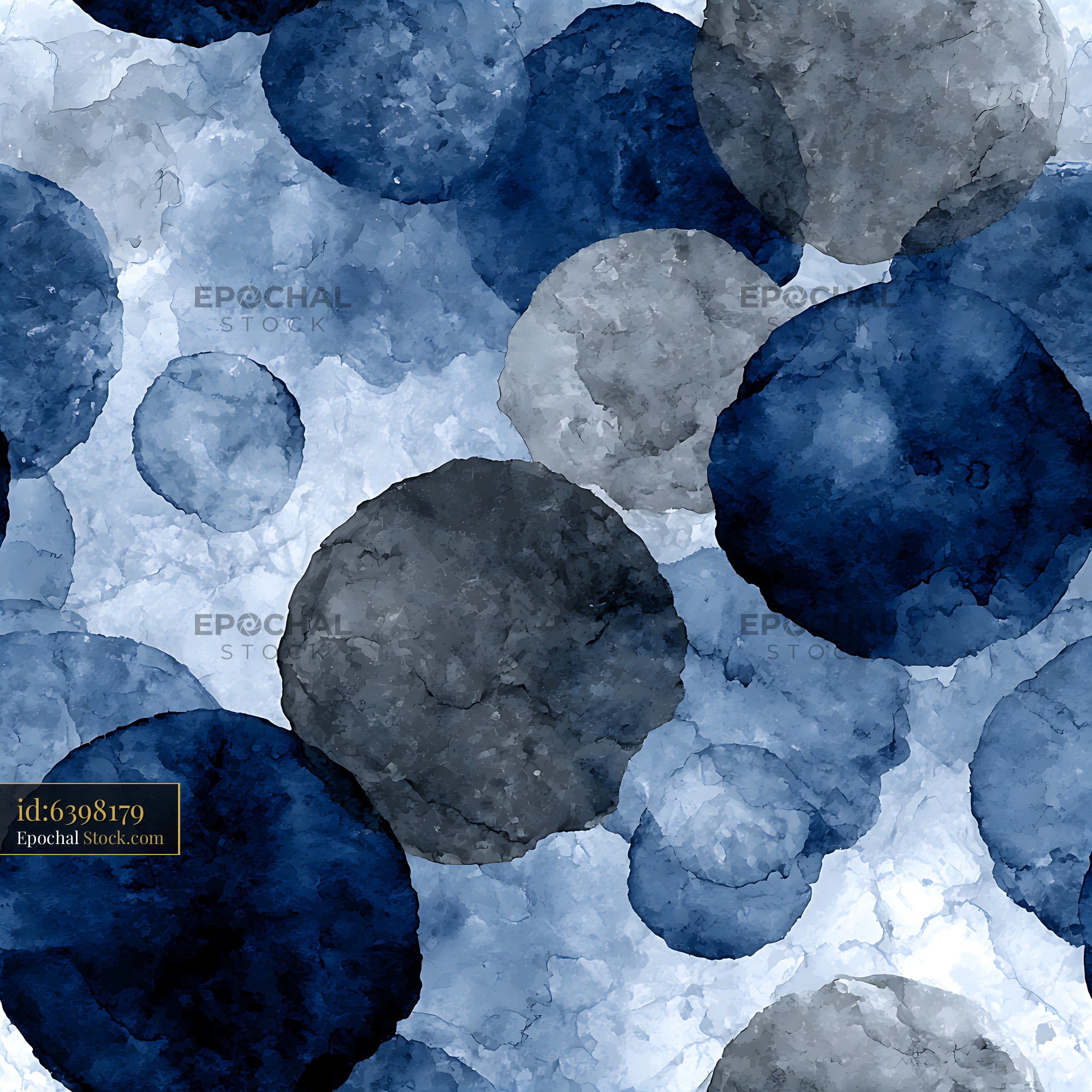 Indigo and Slate Watercolor Dots Seamless Pattern - stock photo