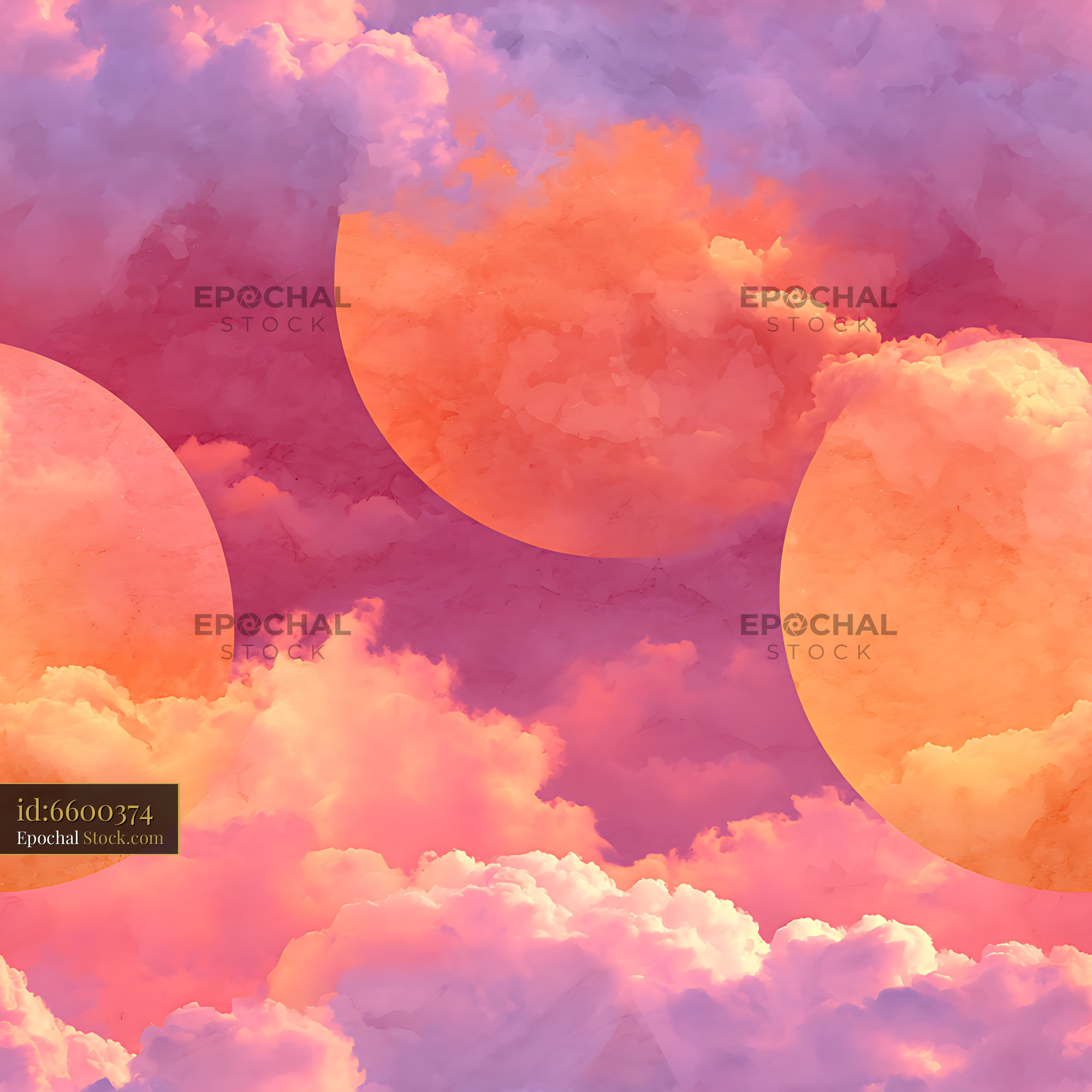 Ethereal Sunset Sky and Moon Seamless Pattern - stock photo