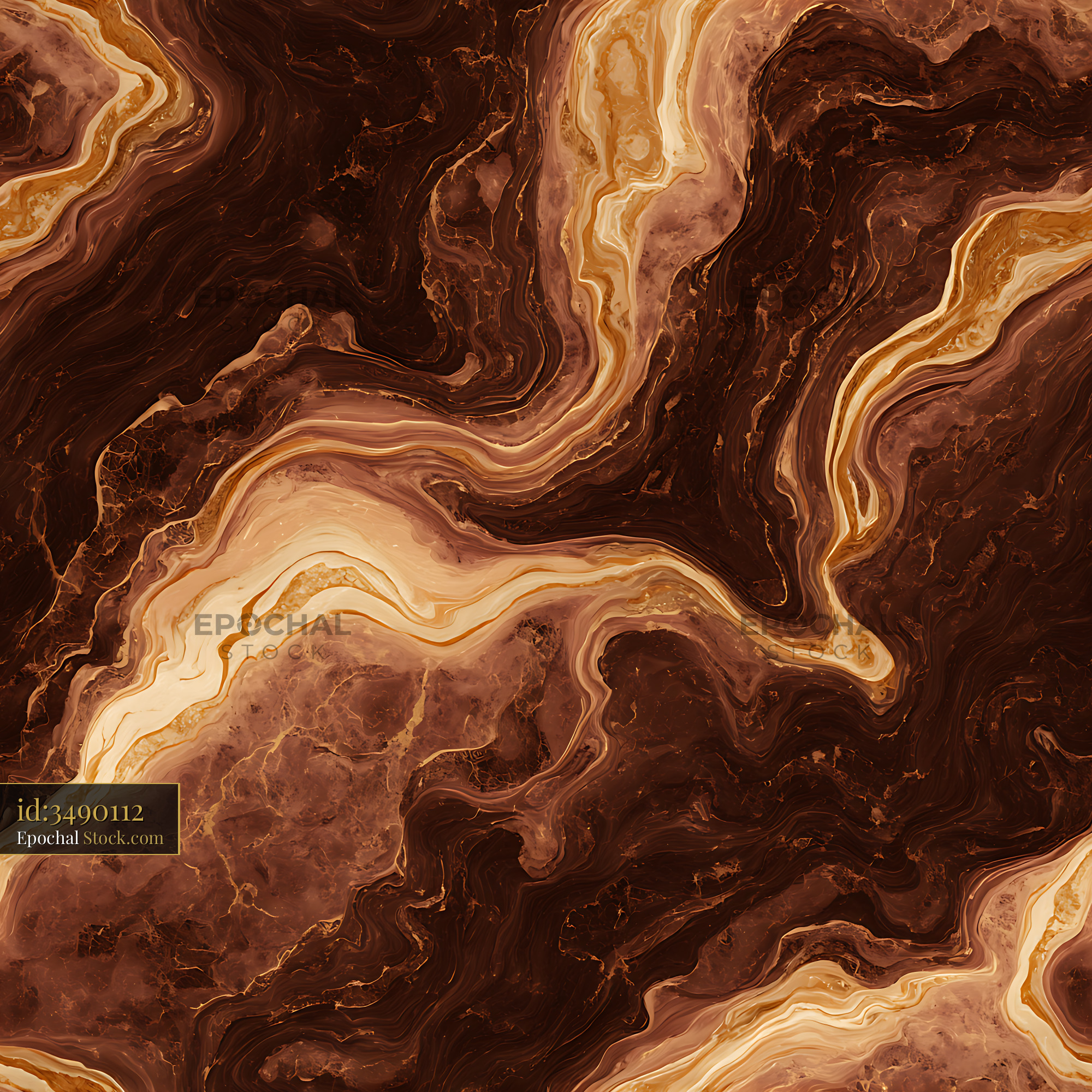 Chocolate and Copper Marbled Seamless Pattern - stock photo