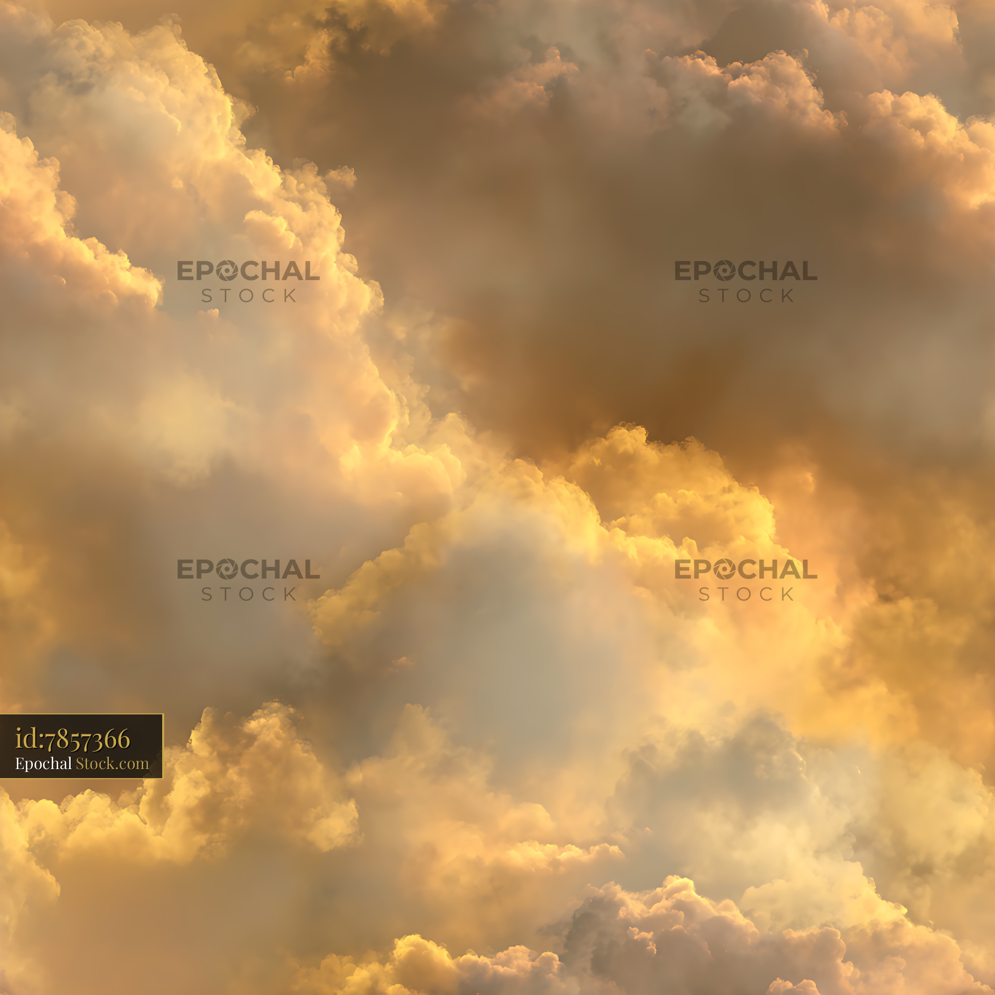 Amber Sunset Cloudscape Ethereal Seamless Pattern - stock photo