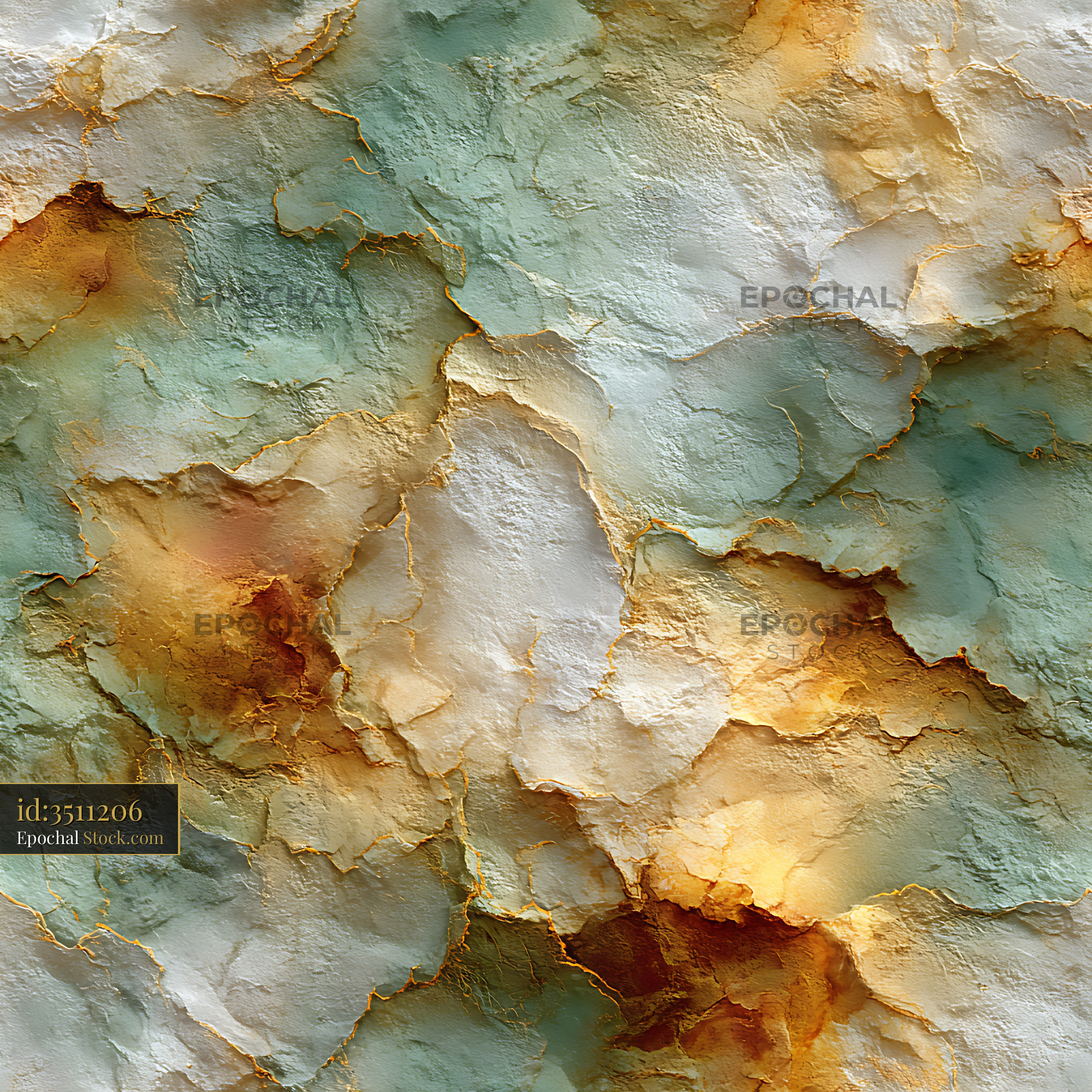 Sage Green and Ochre Mineral Stone Repeat Pattern - stock photo