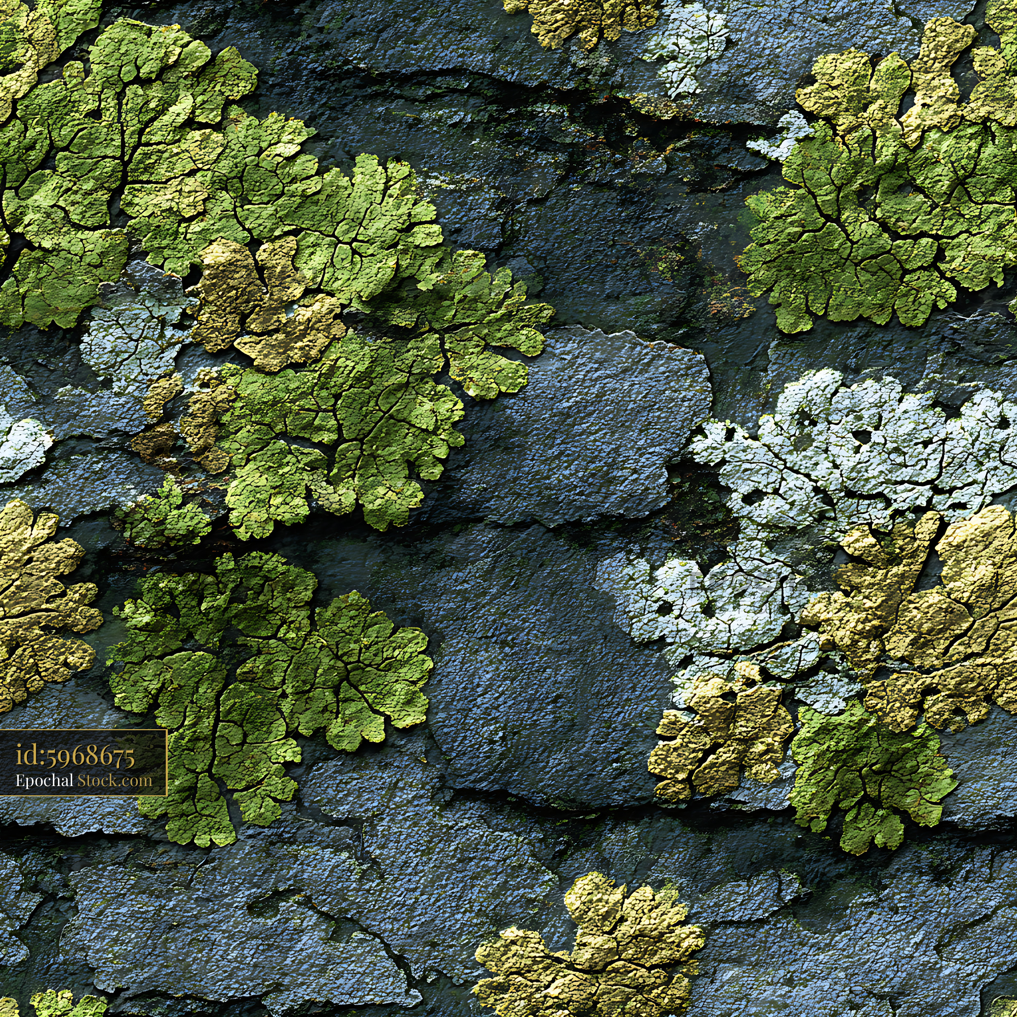 Green Lichen On Dark Bark Organic Seamless Pattern - stock photo