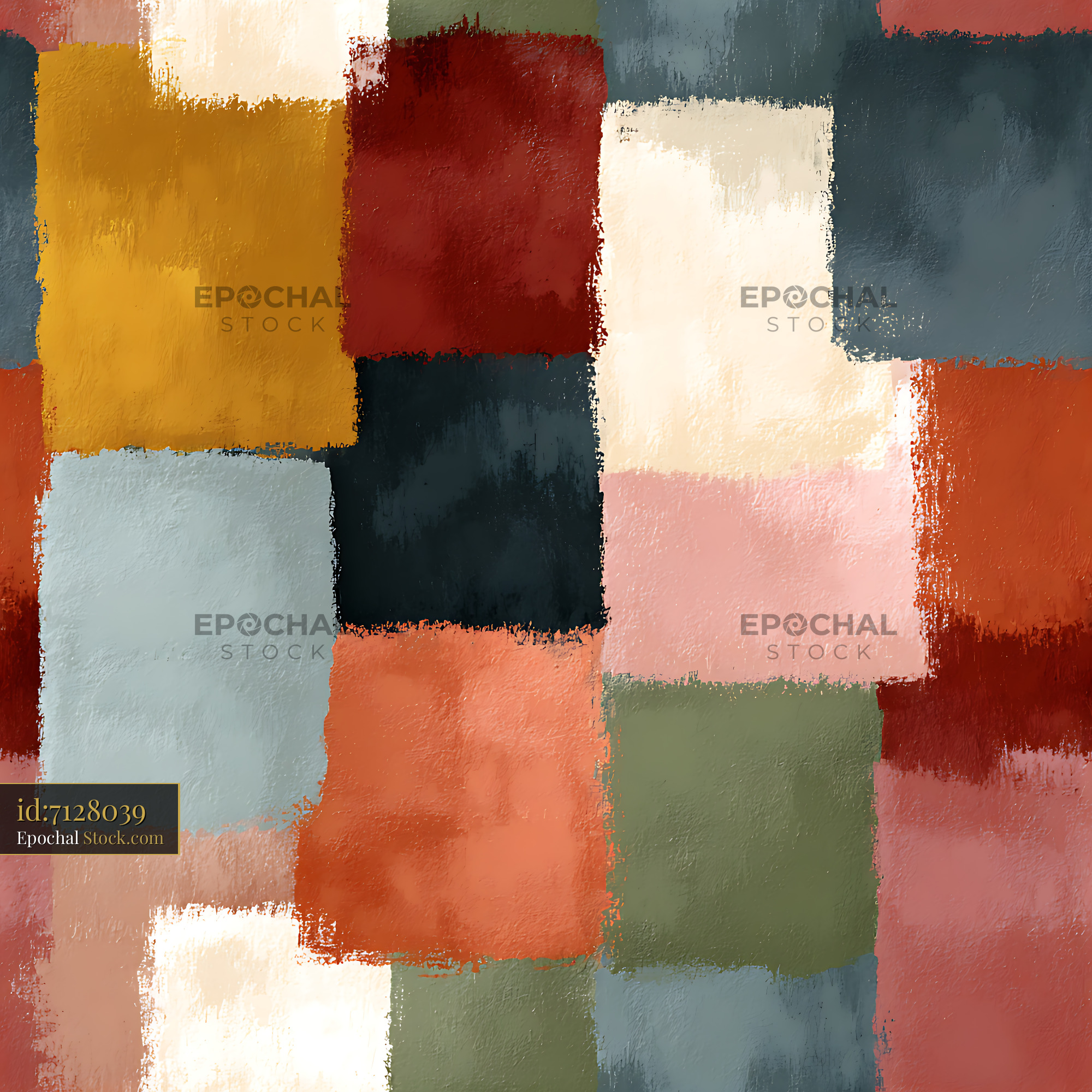 Abstract Painterly Color Blocks Seamless Pattern - stock photo