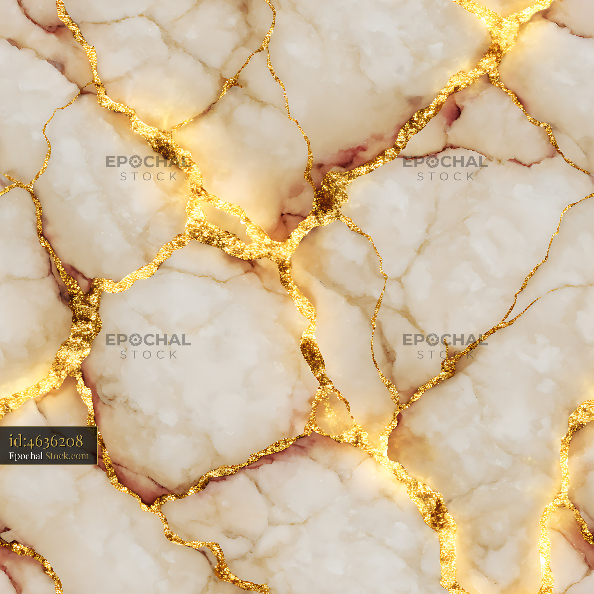 Gold Glitter Kintsugi Marble Seamless Pattern - stock photo